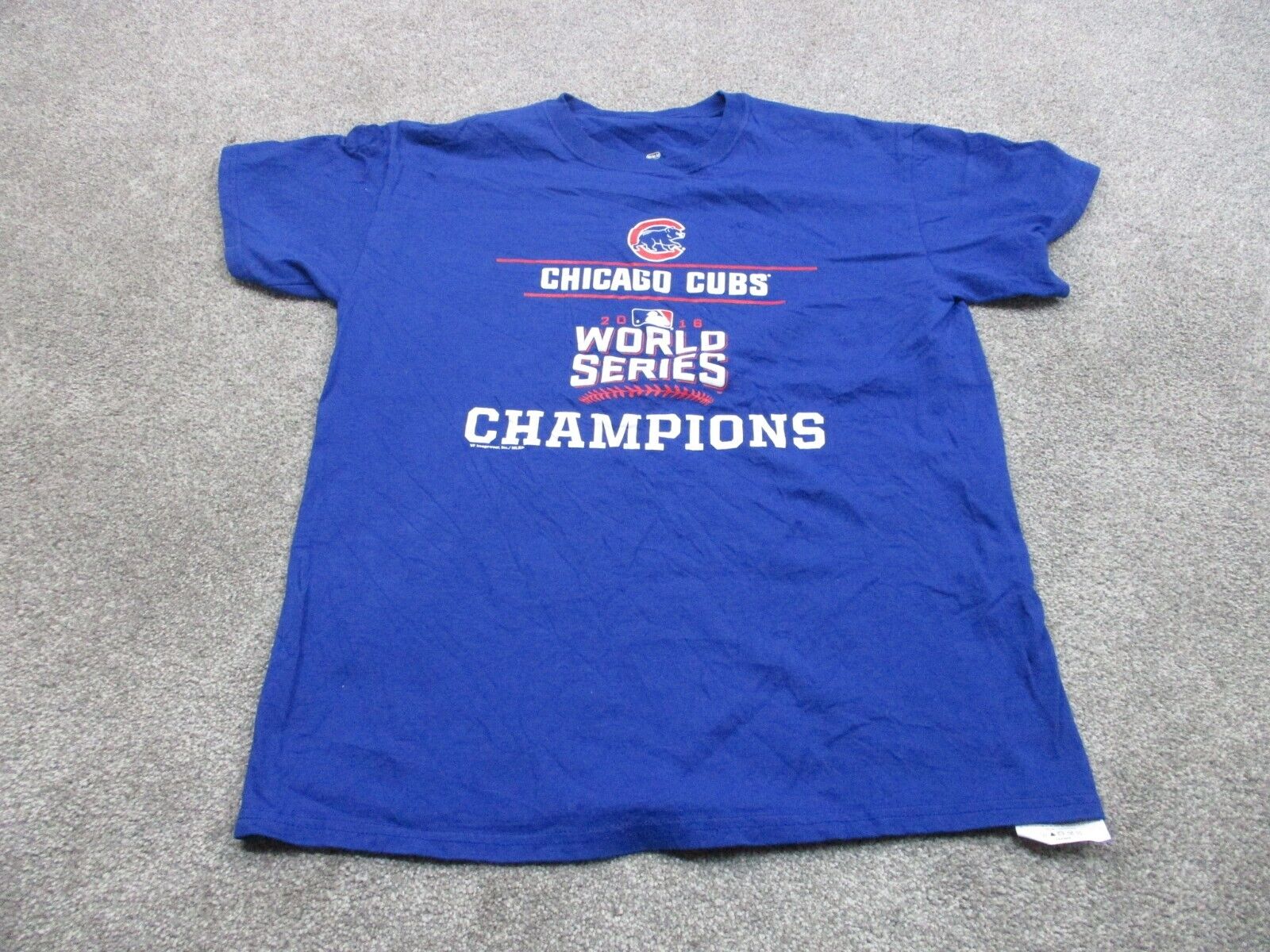 Chicago Cubs Shirt Mens Large Blue World Series Champions Short Sleeve Tee  NEW