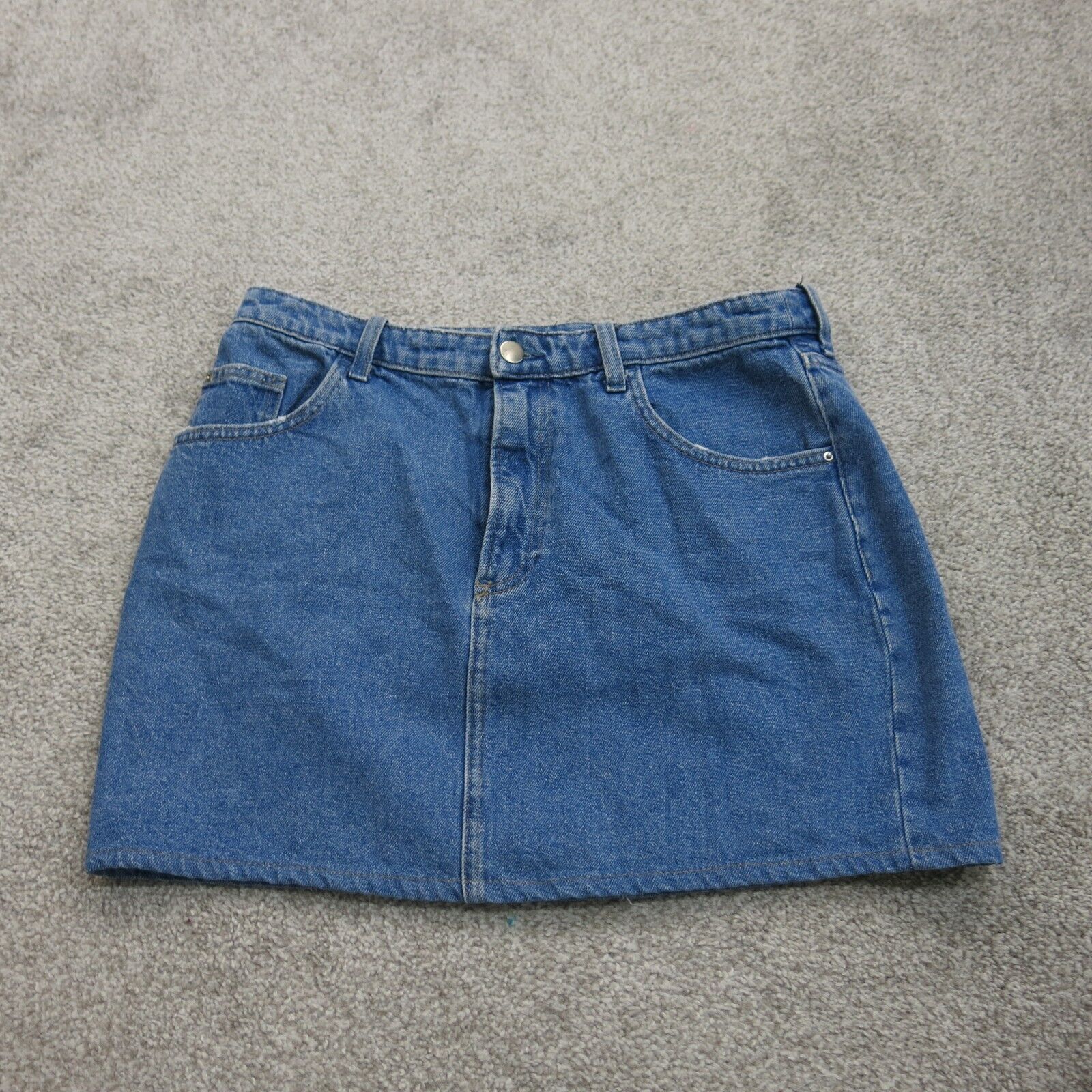 H&M Womens Straight & Pencil Denim Skirt 100% Cotton Pockets Blue