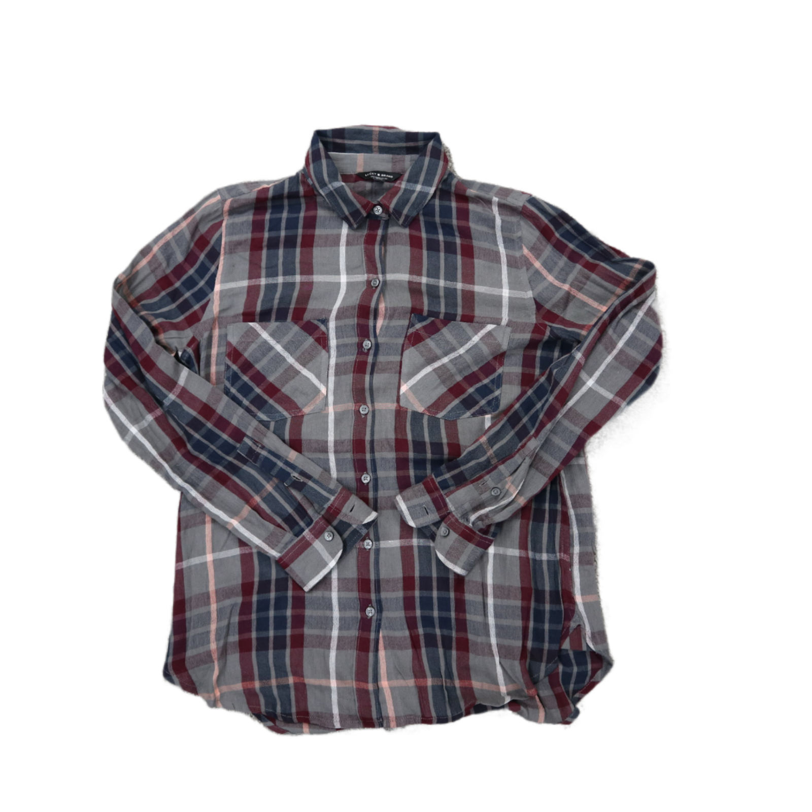 Lucky Brand Women Plaid Button Up Shirt Long Sleeve Chest Pocket Red G –  Goodfair