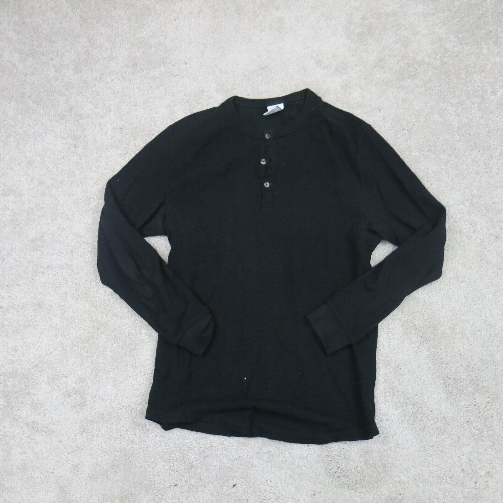 Zara Mens Henley Sweater Knitted Long Sleeve Solid Black Size Medium –  Goodfair