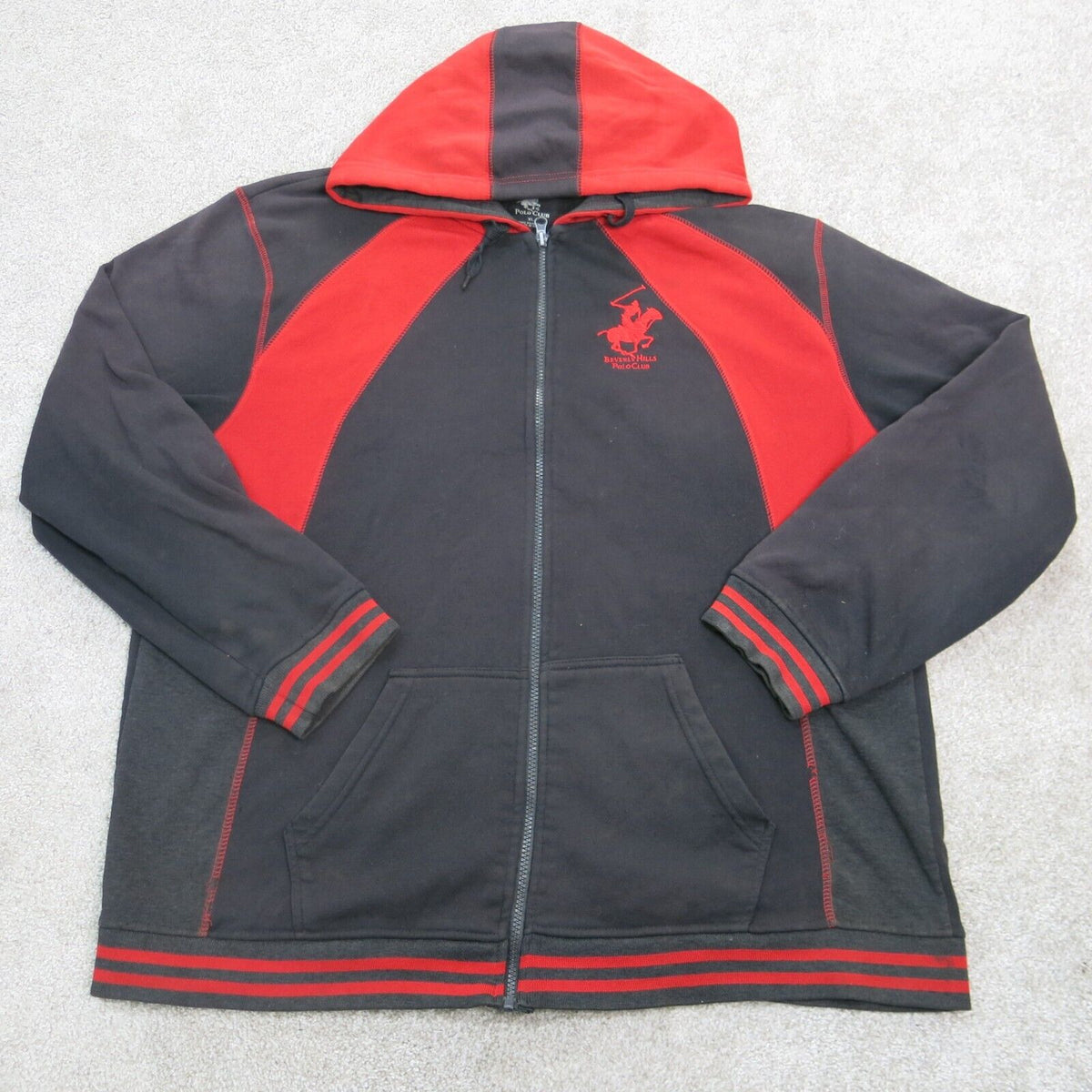 Polo hoodie black and cheap red