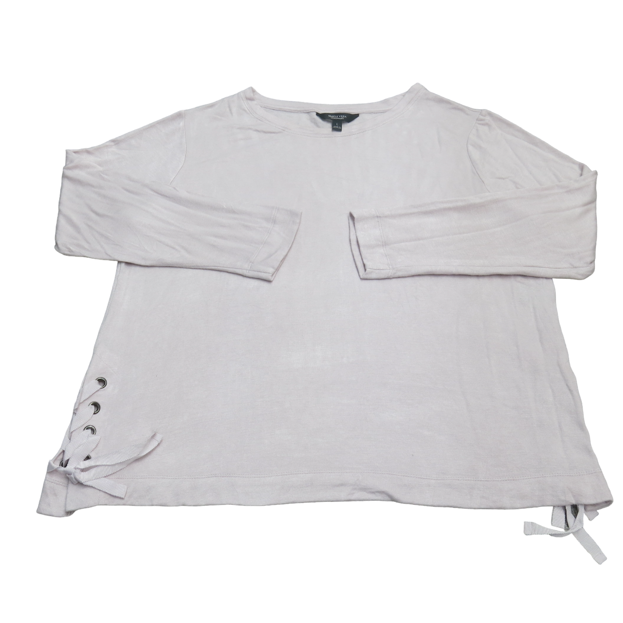 Simply Vera Vera Wang Womens Blouse Top Long Sleeves Side Lace Up Whit