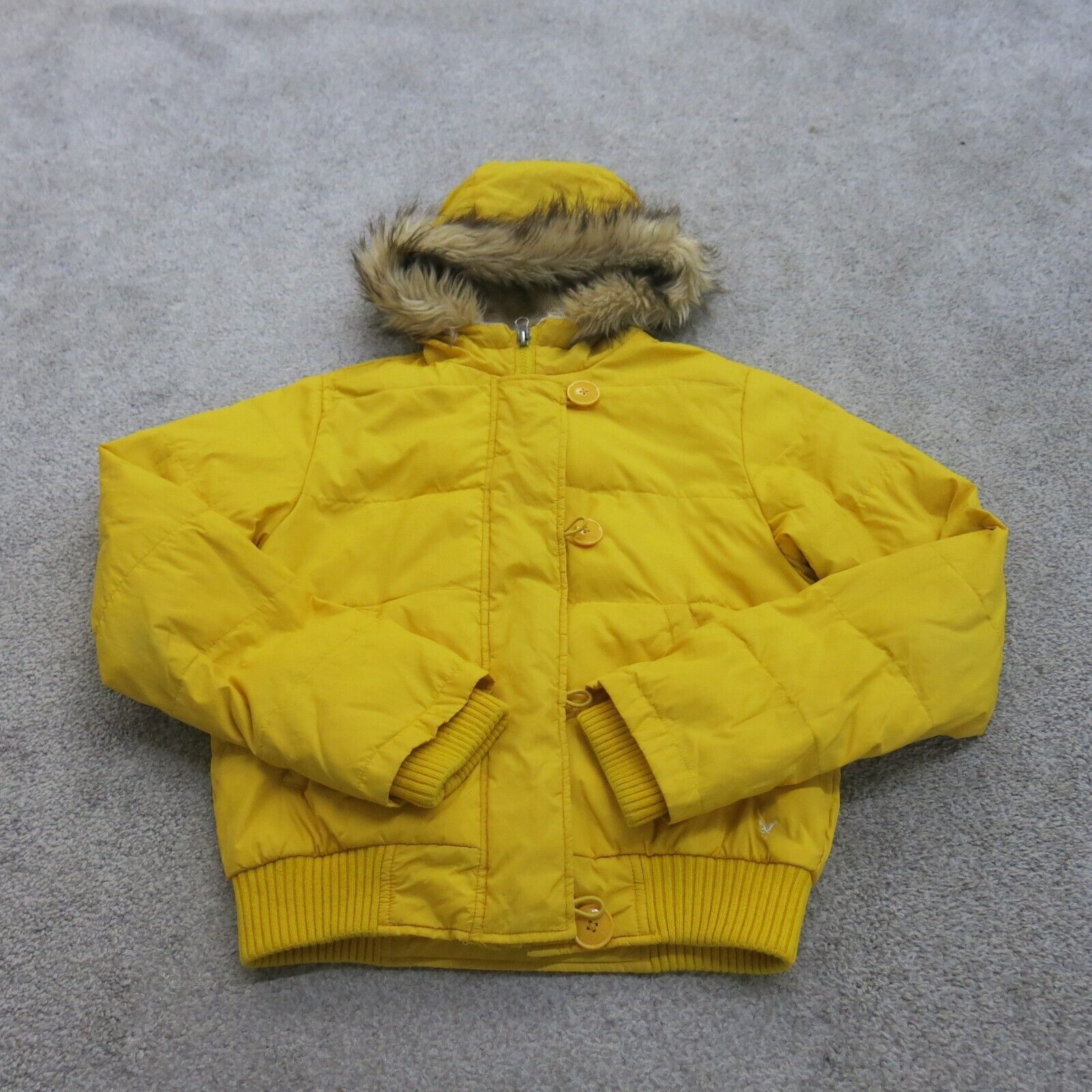 American Eagle Jacket Womens X Small Yellow Outdoors Puffer Coat