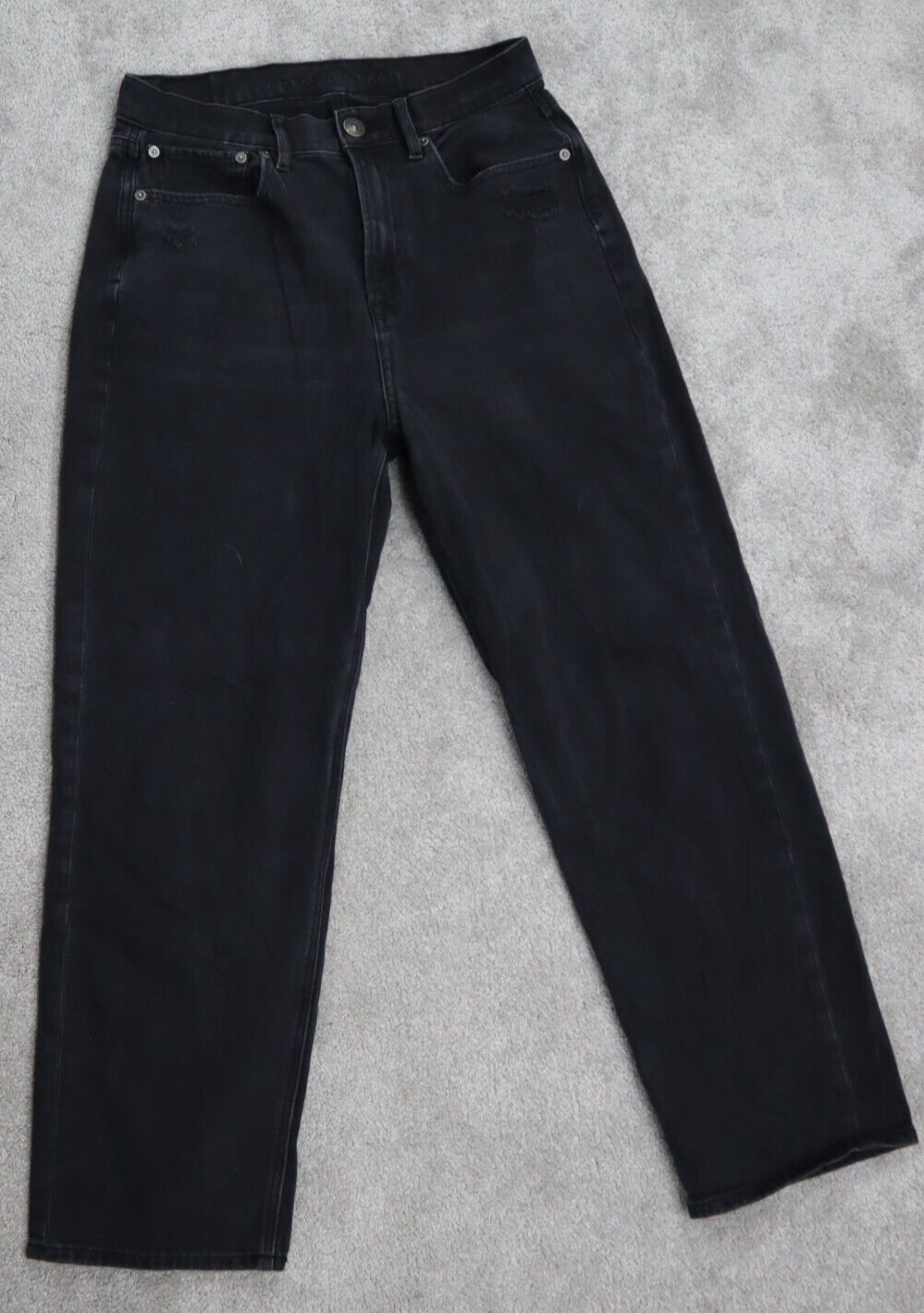 American Eagle Denim Jeans Womens Black High Rise Tapered Leg Distress