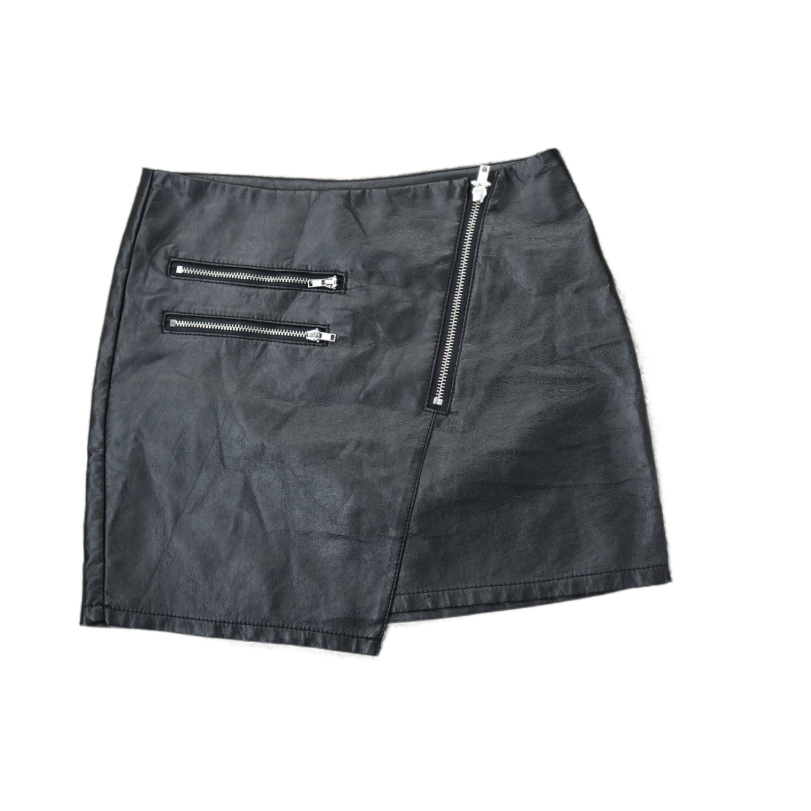 H&m black on sale leather mini skirt