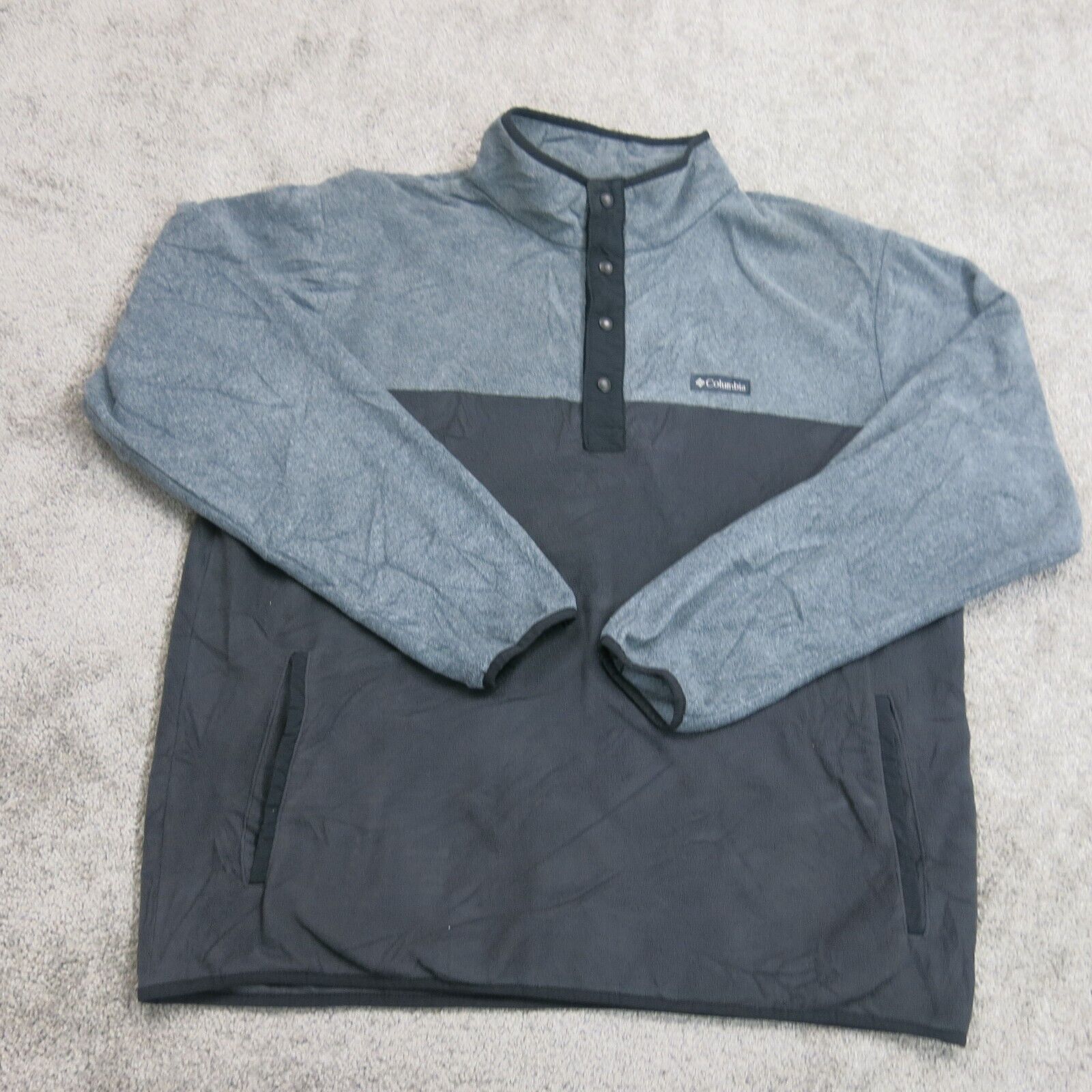 Columbia Mens Pullover Sweatshirt Fleece Jacket Long Sleeve Pockets Blue SZ  XL