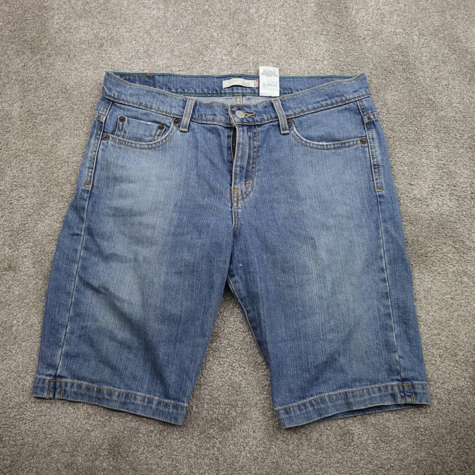 Levi's Mens Stretch Bermuda Denim Jeans Shorts Mid Rise Pocket Blue Si