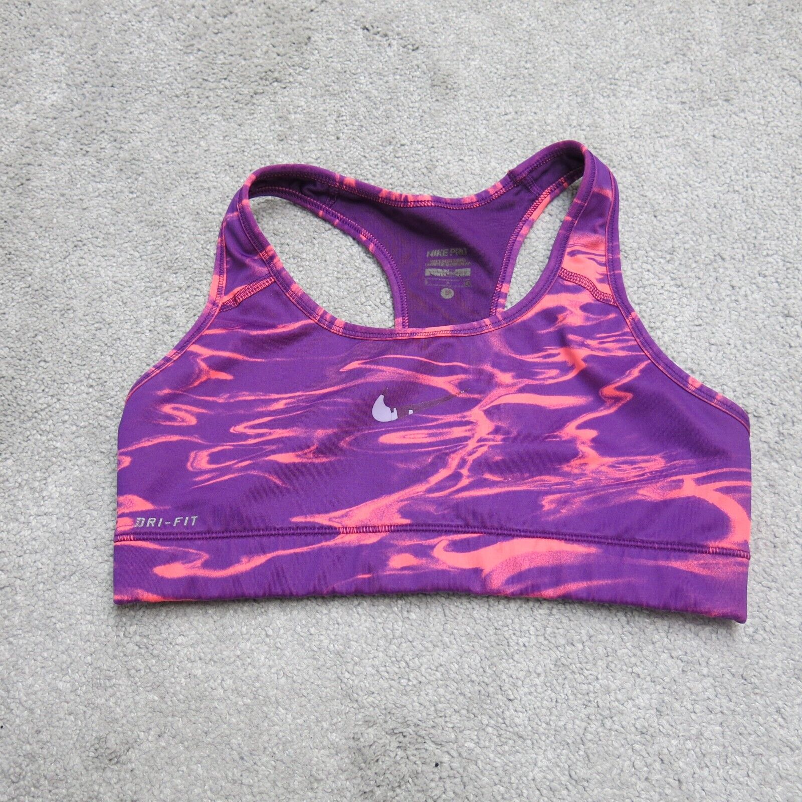 Nike Pro Womens Activewear Sport Bra Racer Back Tie Dye Purple