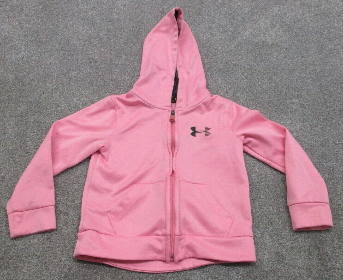 Under Armour Full Zip Up Hoodie Kids Boys Size 5 Pink Long Sleeves