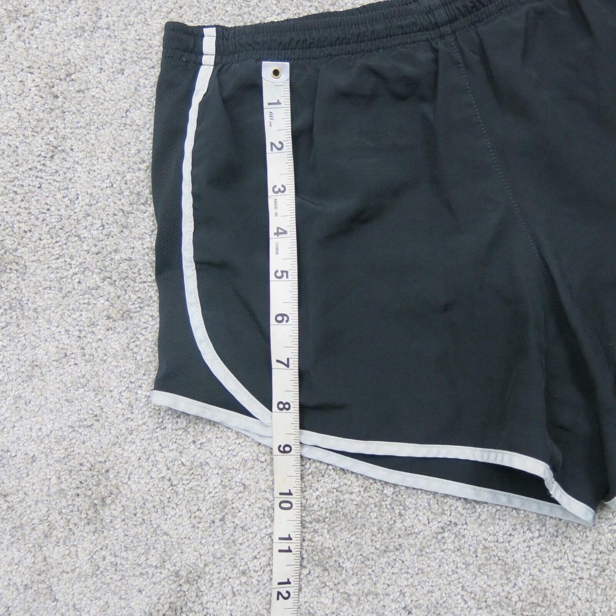 Nike Women Athletic Shorts Dry Fit Gym Elastic Waist Logo Black/White ...