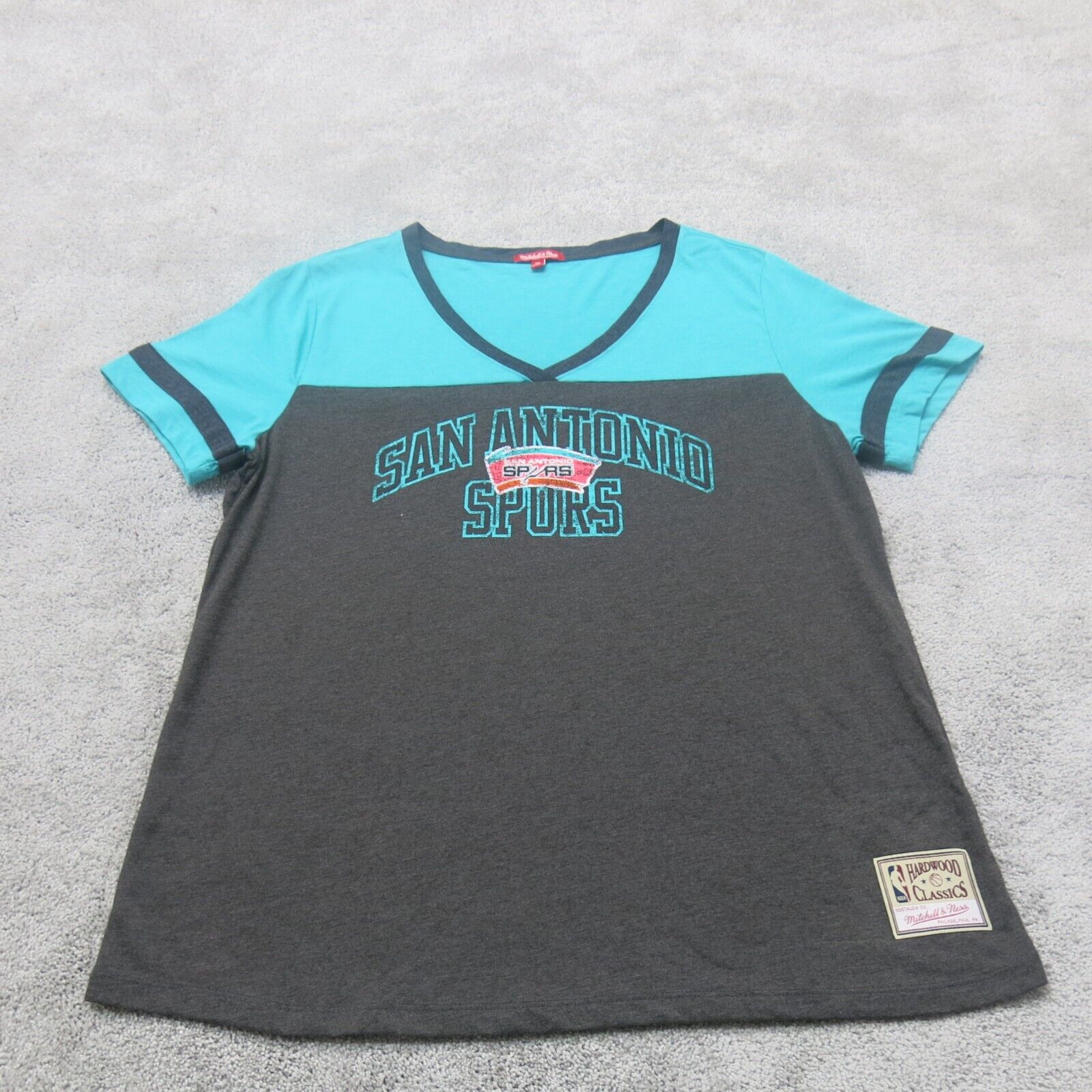 San Antonio Spurs Women's Mitchell and Ness Pink Ladies V-Neck