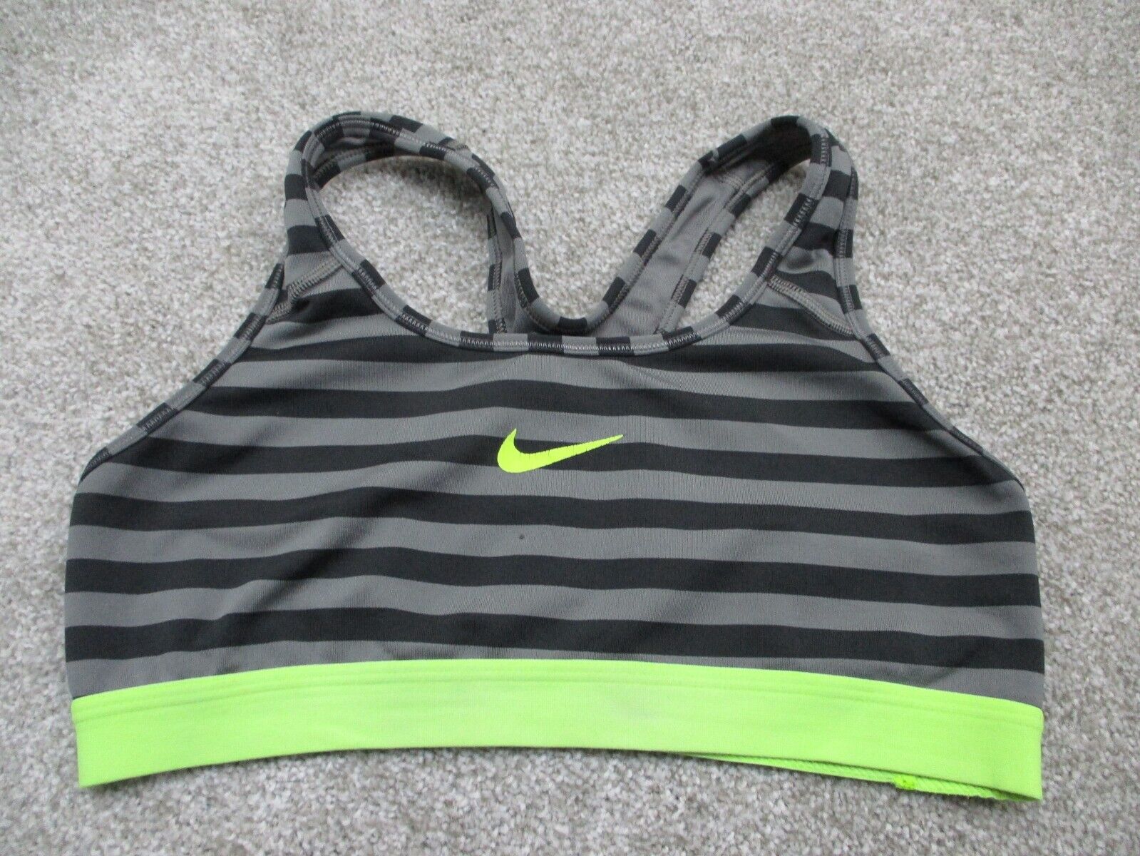 Nike Dri Fit Women Activewear Sports Bra Racerback Stretch Black Gray –  Goodfair