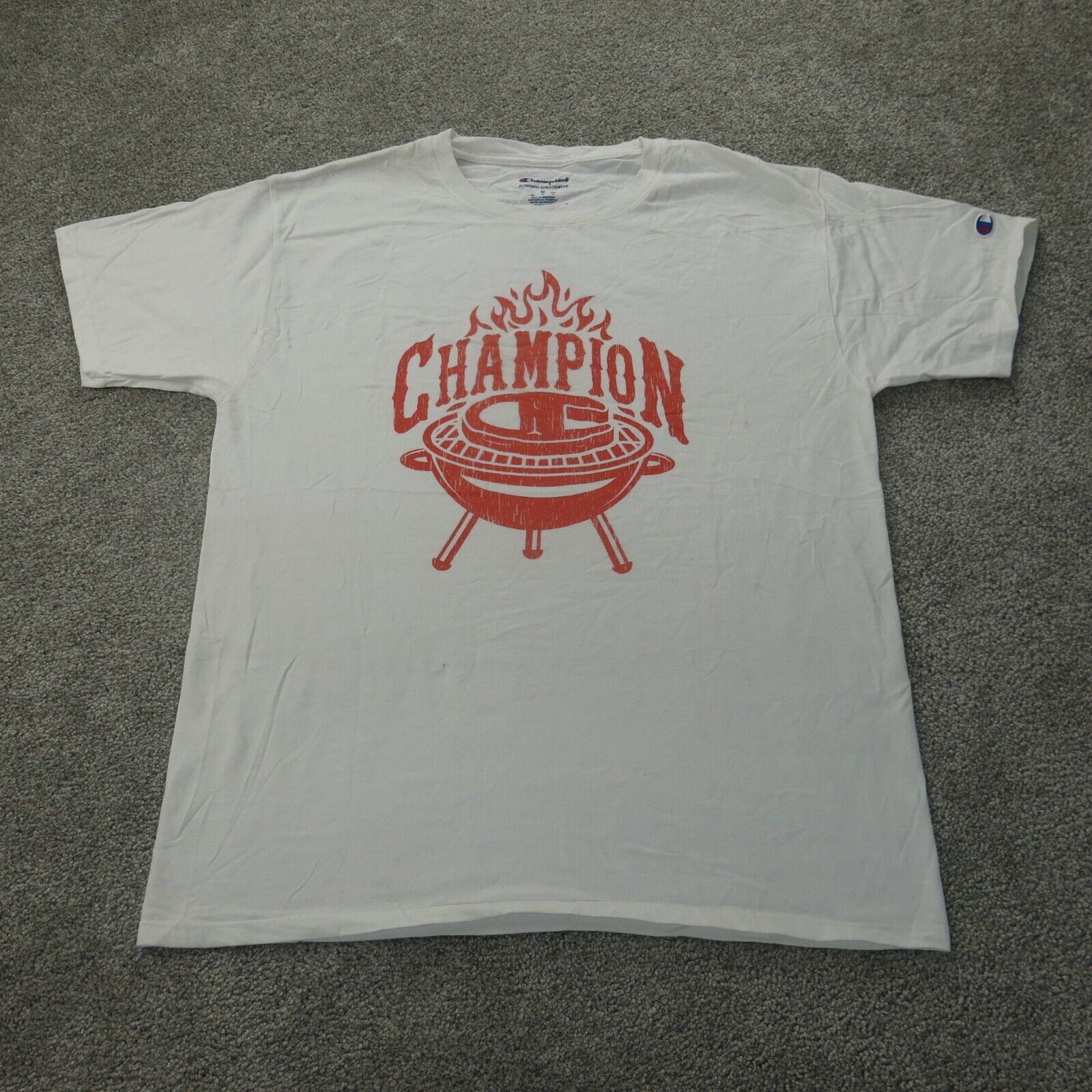 Champions Shirt Mens M White Graphic Spell Out Logo Crew Neck Tee Shor –  Goodfair