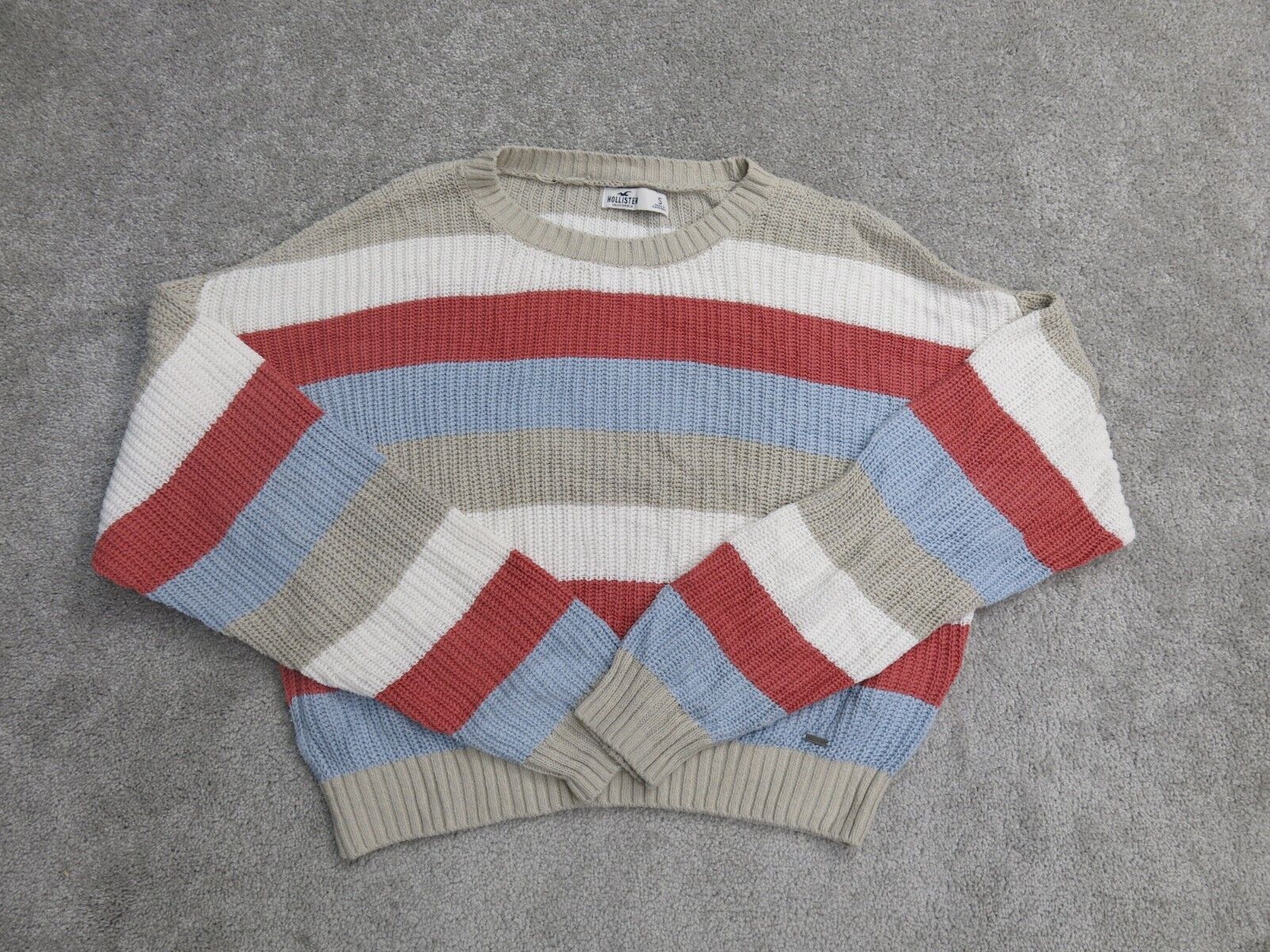 Hollister red and white store striped sweater