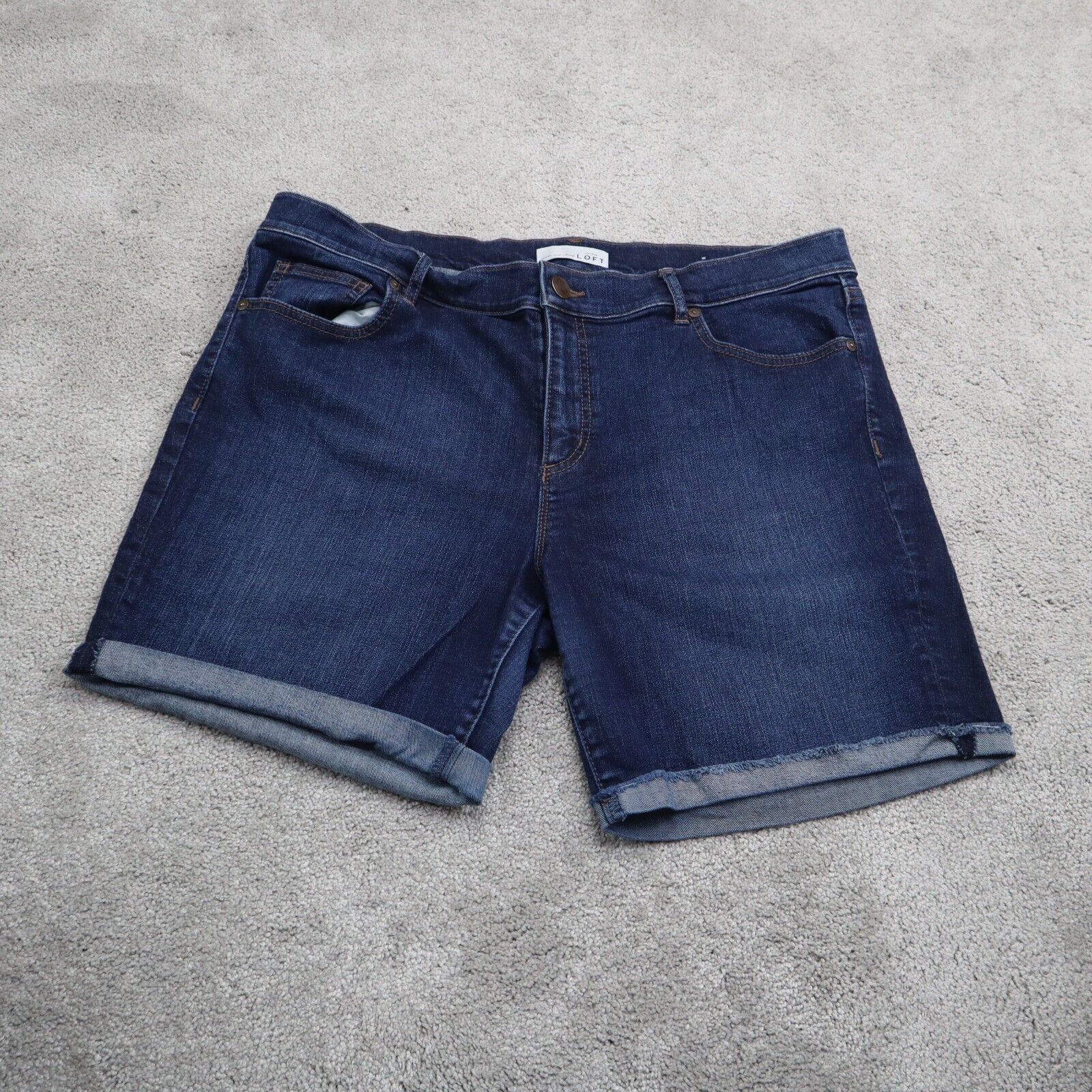 ANN Taylor Loft Womens Bermuda Jean Shorts Mid Rise Denim Stretch