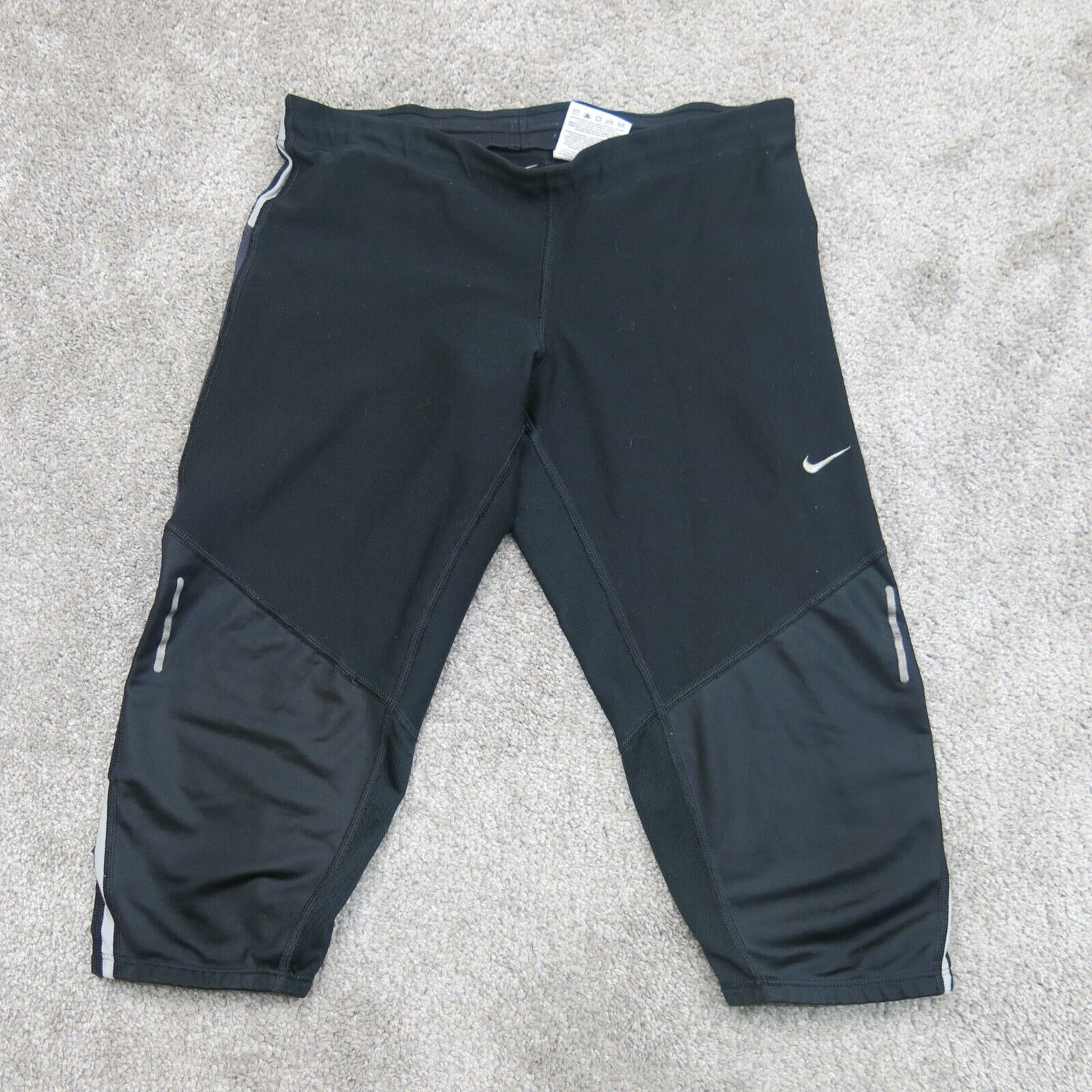 Nike Running Cropped Leggings Tight Pants Womens Small Black Dri-Fit P