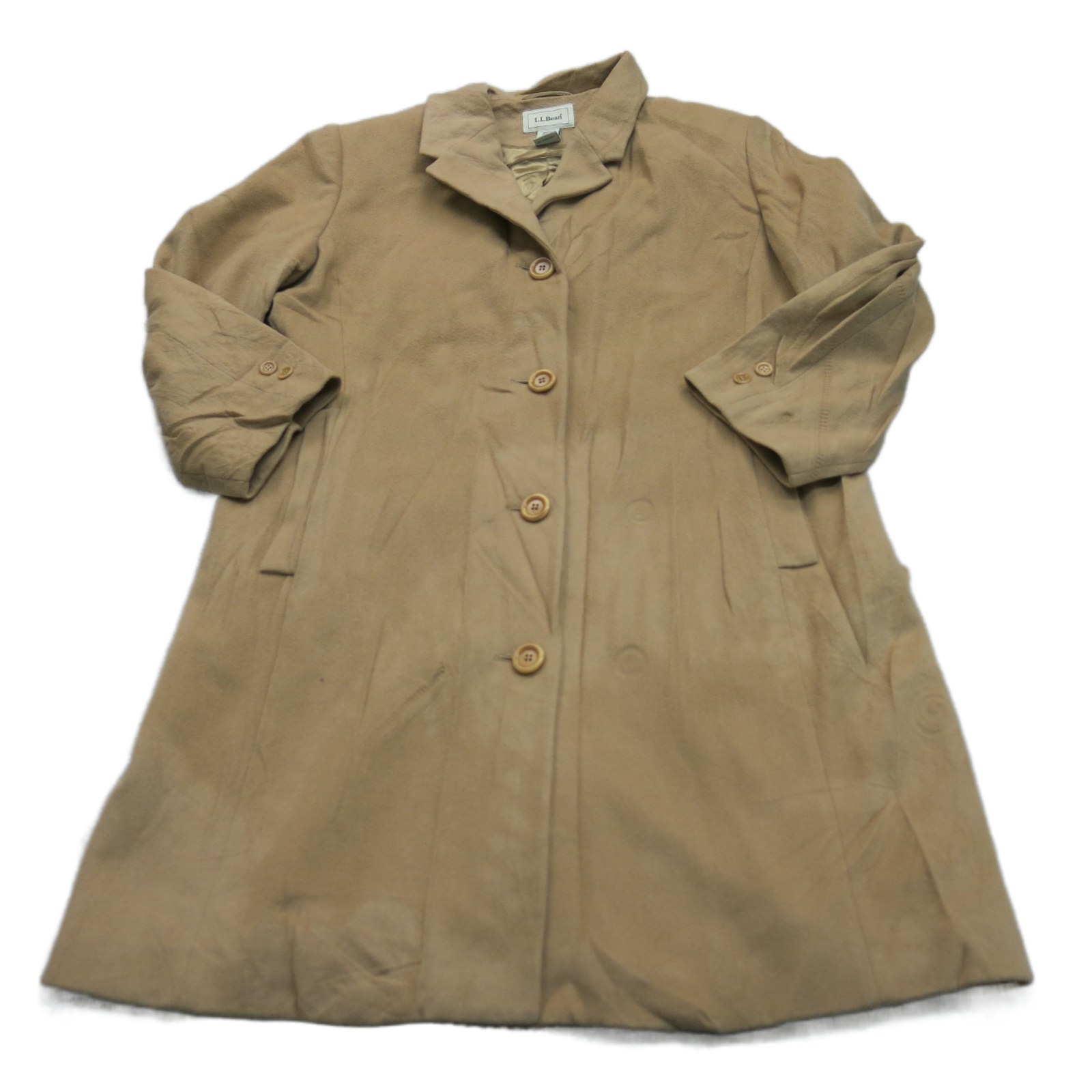 L.L. Bean Women Trench Coat Single Breasted Long Sleeves Khaki Size 14