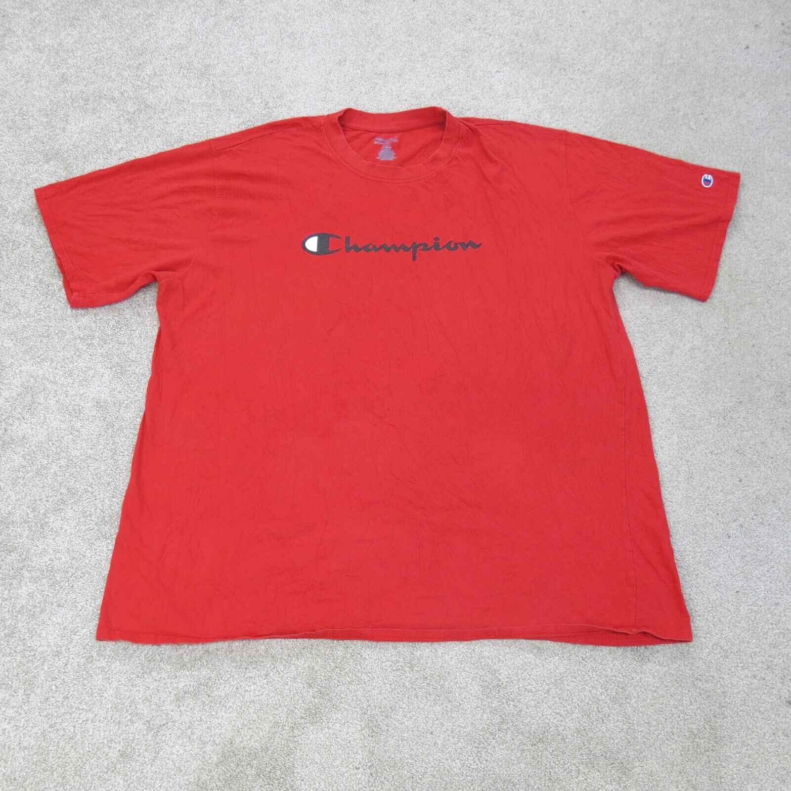 Champion Shirt Men 3XL Red Short Sleeve 100 Cotton Crew Neck Tee Spel