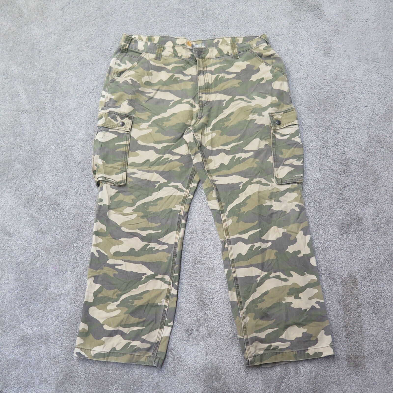 Carhartt Pants Mens 40X30 Green Relaxed Fit Camouflage Cargo 100% Cott –  Goodfair