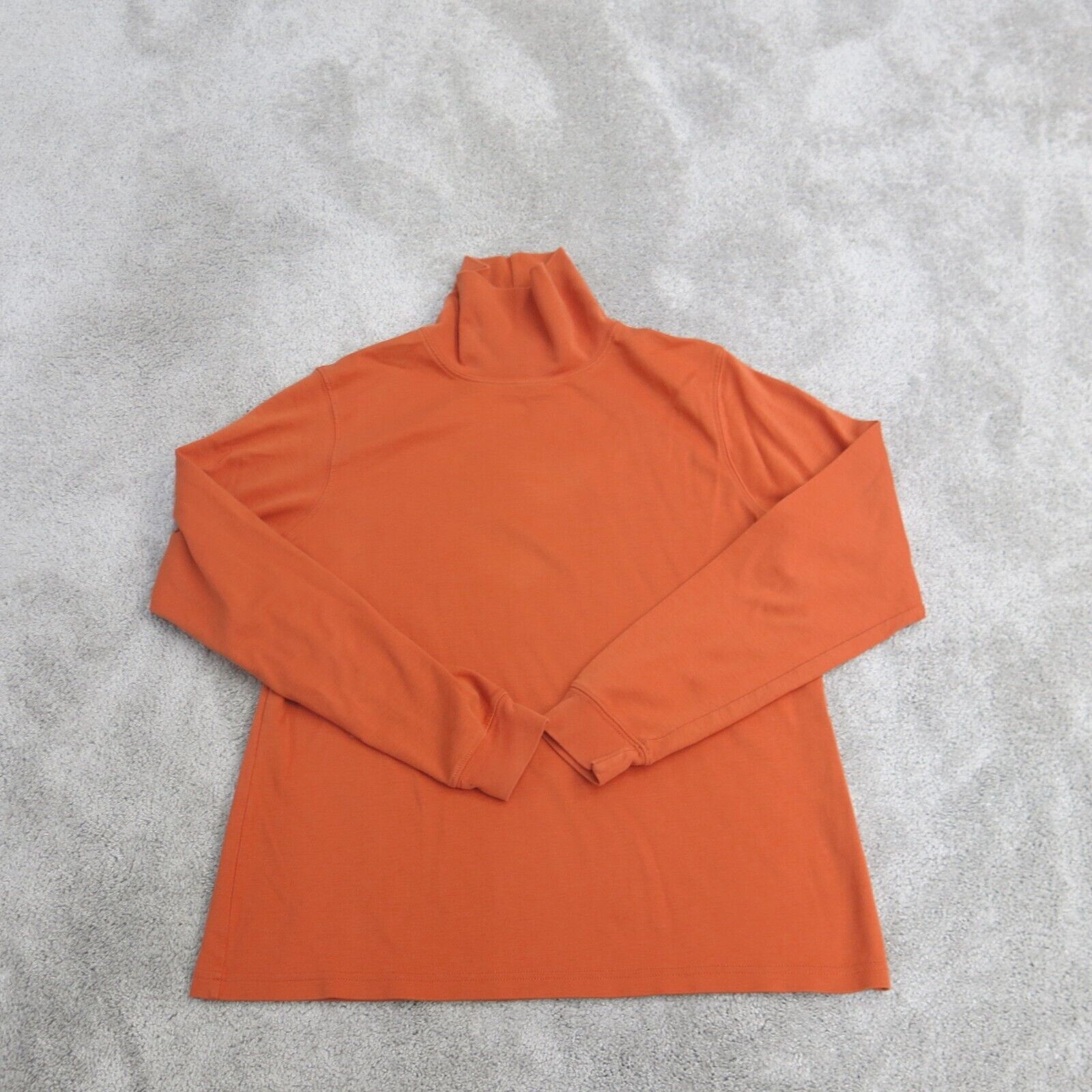 LL Bean Sweatshirt Womens M Orange Long Sleeve Turtleneck Sweater