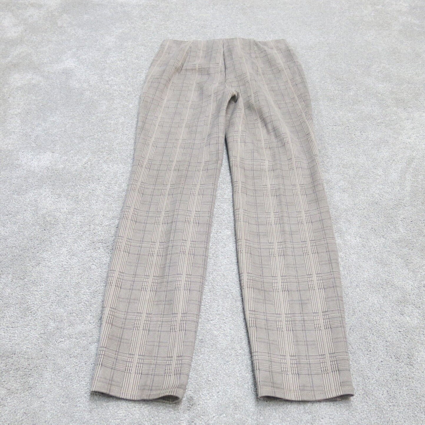 Tahari Womens Ankle Skinny Pant Low Rise Plaid Houndstooth Gray Beige Size XS