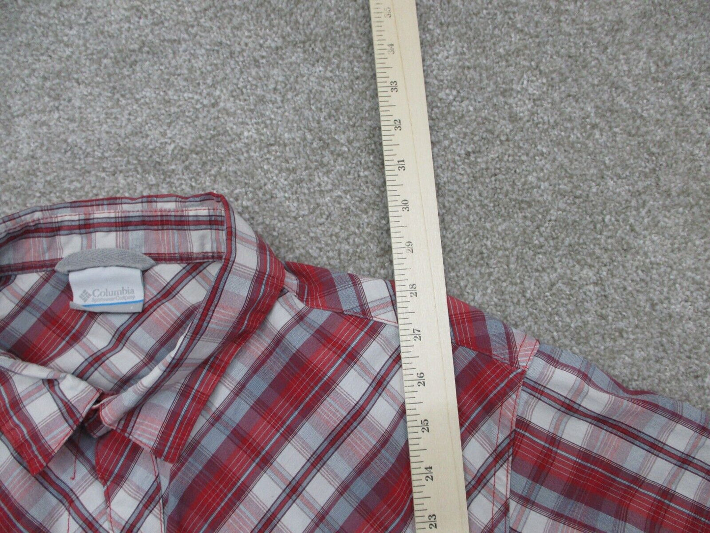 Columbia Button Up Shirt Mens Large Multicolor Plaid Short Sleeves Classic Fit