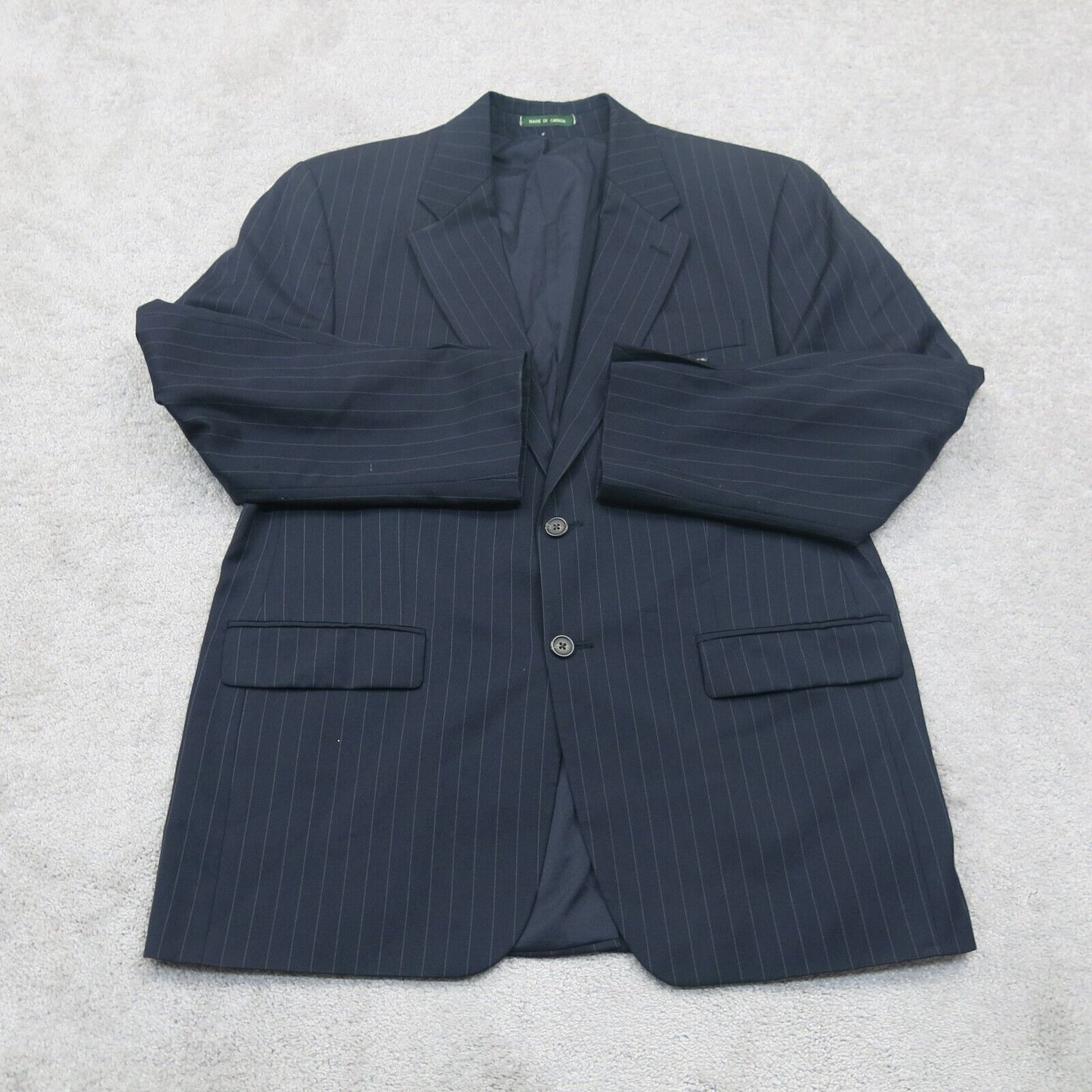 Vintage Mens Striped Blazer Coat Single Breasted Long Sleeves Pockets Blue SZ M