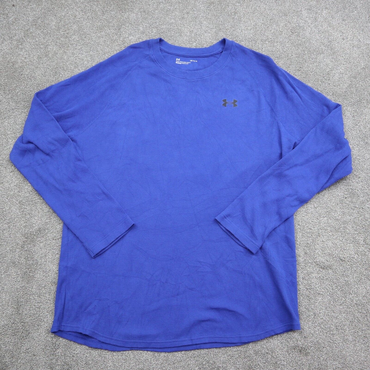 Under Armour Mens Pullover Sweater Knitted Crew Neck Long Sleeve Logo Blue SZ L