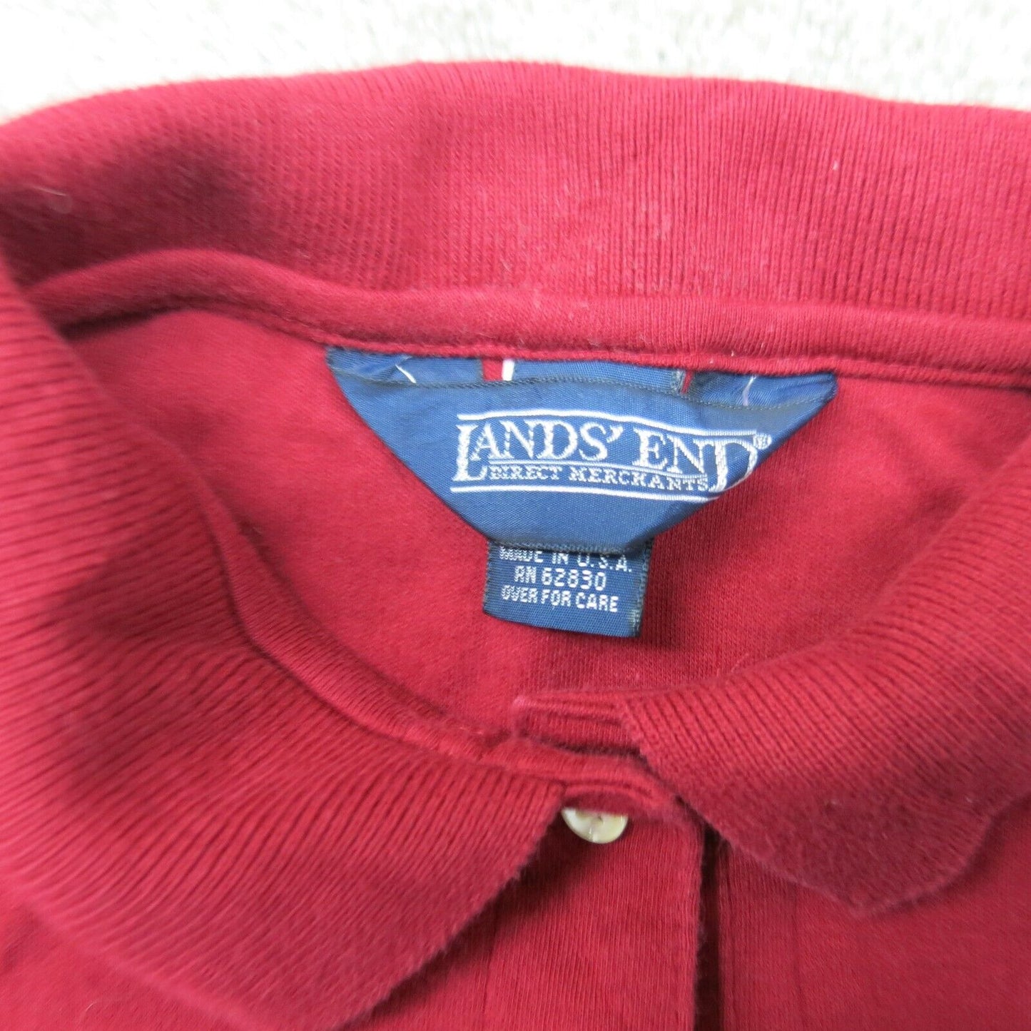 Lands End Womens Polo Shirt 100% Cotton Long Sleeves Front Button Maroon Size S