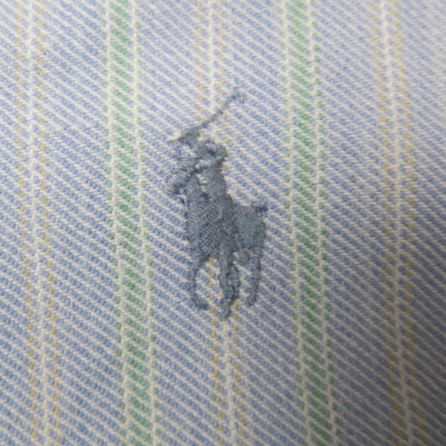 Ralph Lauren Mens Button Down Shirt Striped Cotton Long Sleeves Blue Green 17-35