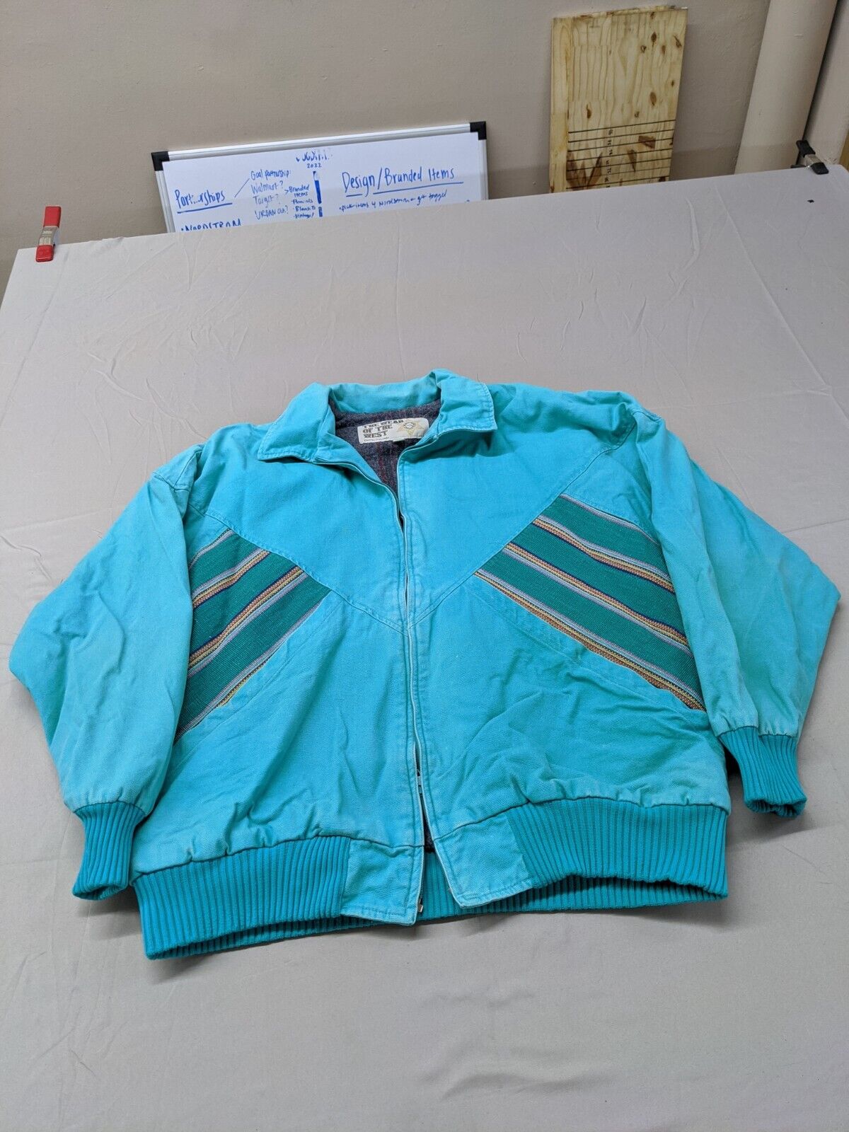 The WEAR OF THE West Women Full Zip Up Windbreaker Jacket Coat Aqua Blue Sz XL