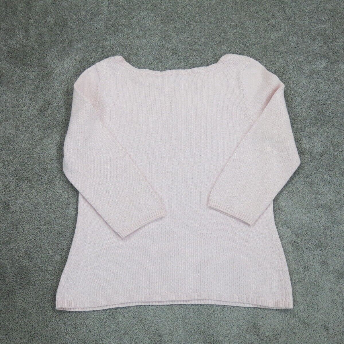 Talbots Womens Pullover Sweater Boat Neck 3/4 Sleeves Light Pink Petite Medium
