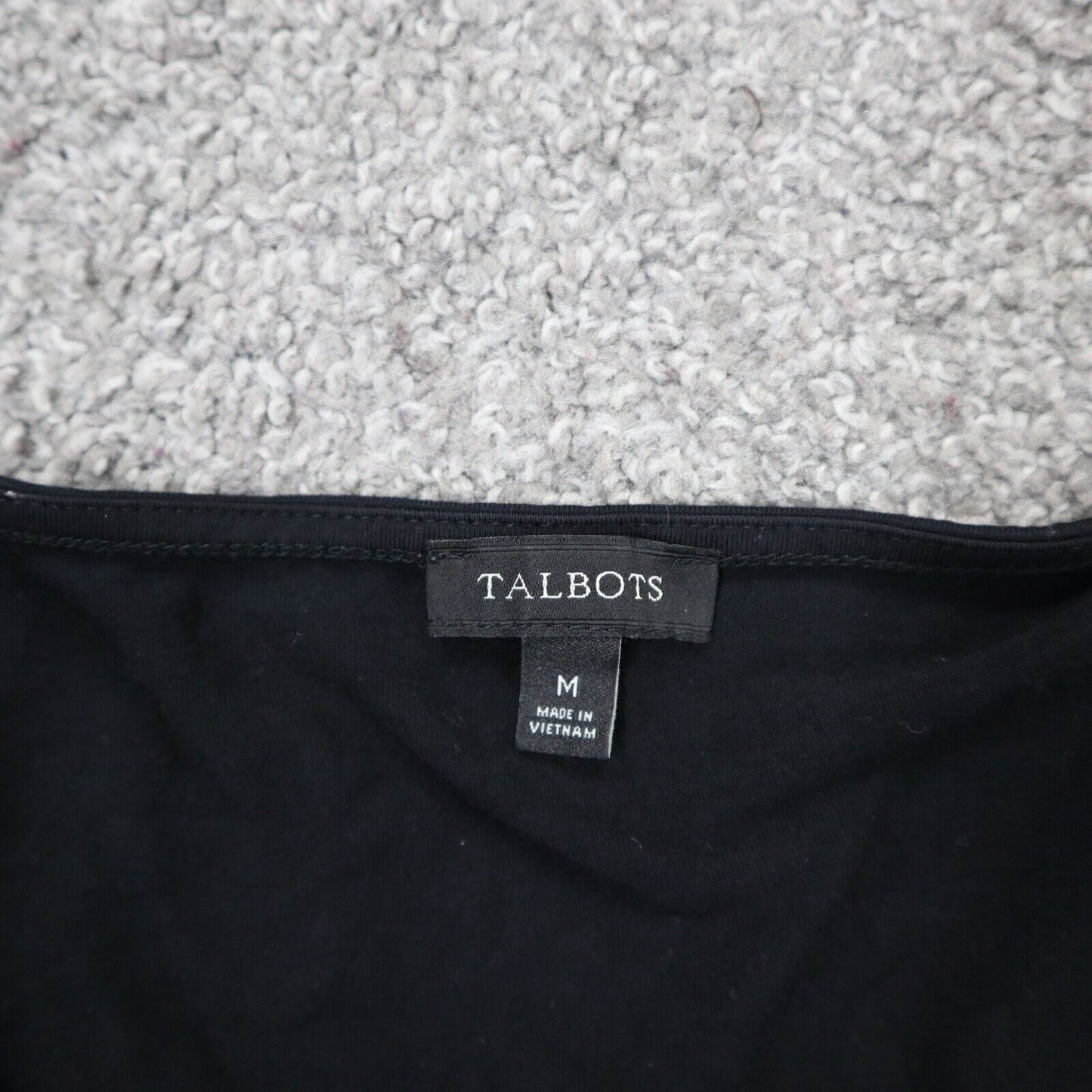 Talbots Womens Pullover T Shirt Top Short Sleeve V Neck Black Size Medium