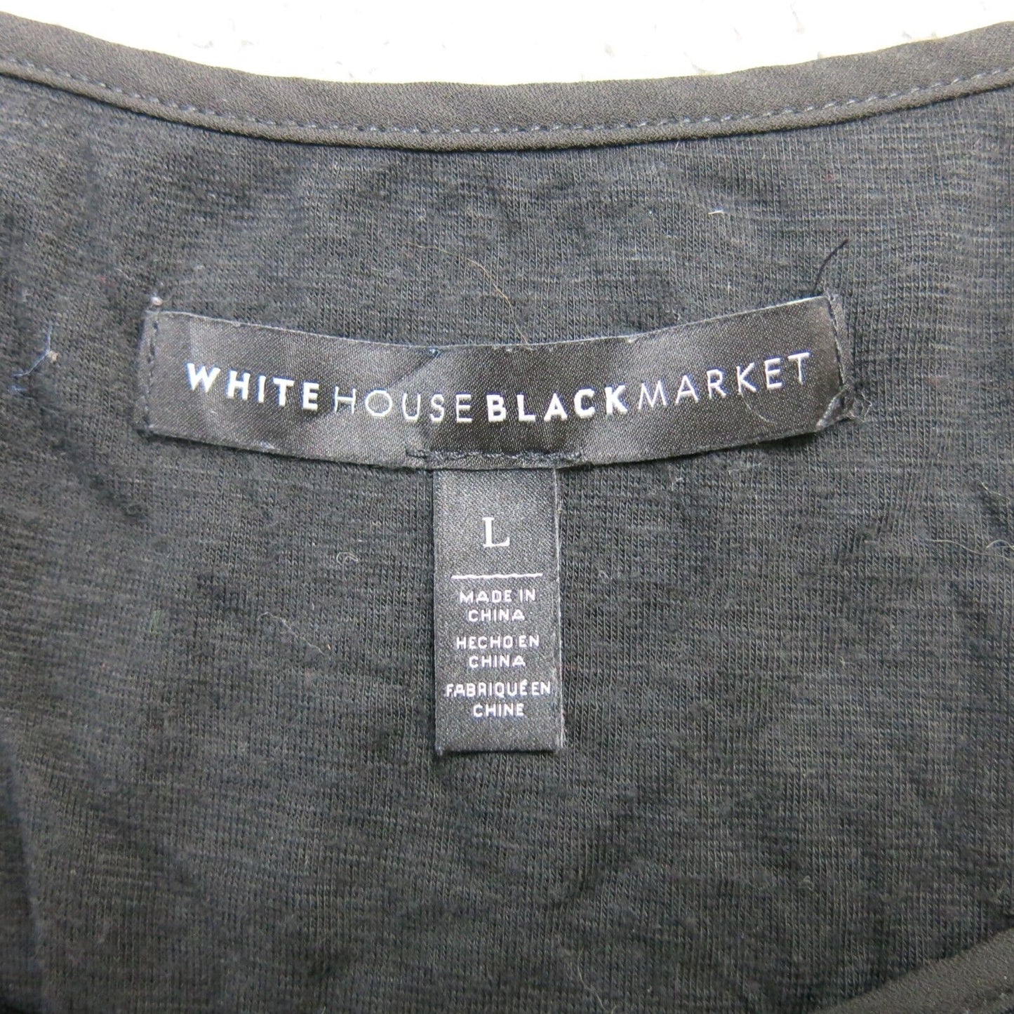 White House Black Market Womens Plated Blouse Top Could Shoulder Black SZ Large