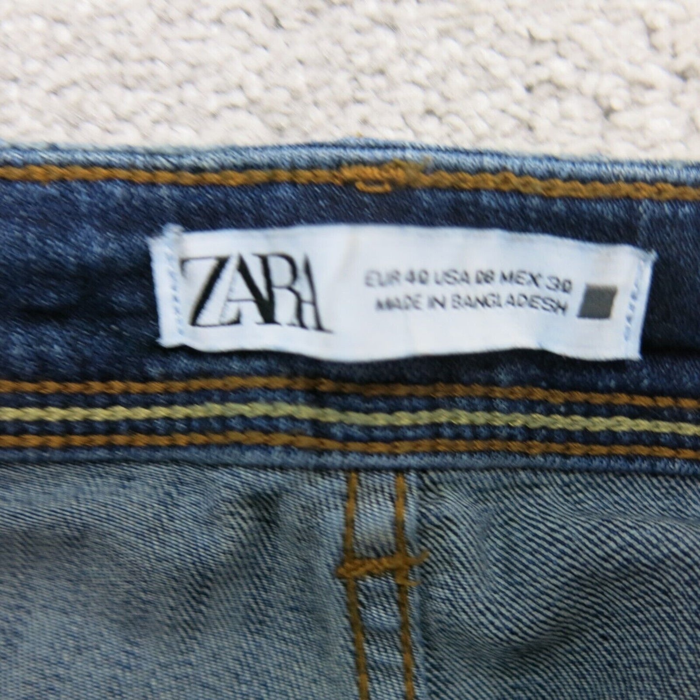 Zara Womens Skinny Leg Jeans Slim Fit Super Stretch Mid Rise Pockets Blue Size 8