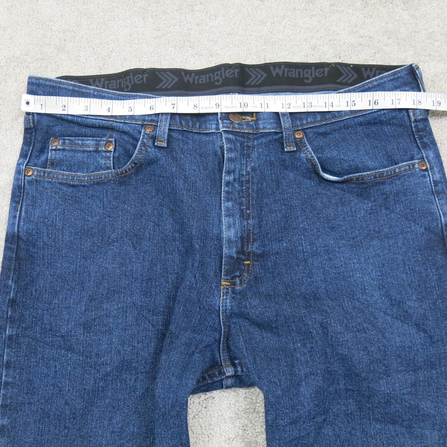 Wrangler Men Straight Leg Denim Jeans 100% Cotton Mid Rise Blue Size W36XL32