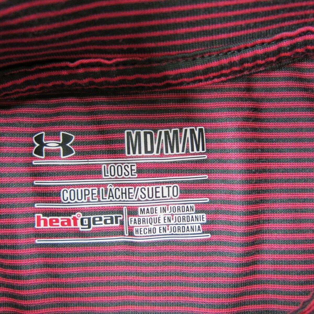 Under Armour Womens Striped Zip Up Logo Athletics Sweatshirt Red Black Size M