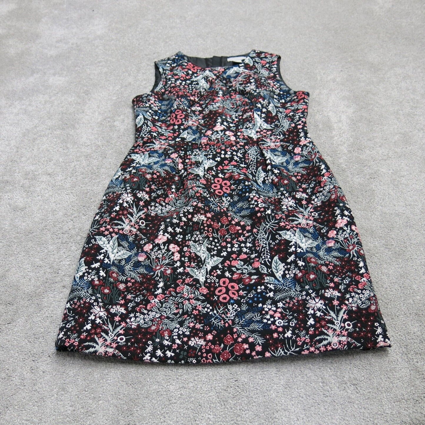H&M Womens Floral Sheath Mini Dress Sleeveless Back Zip Red Gray Size 8