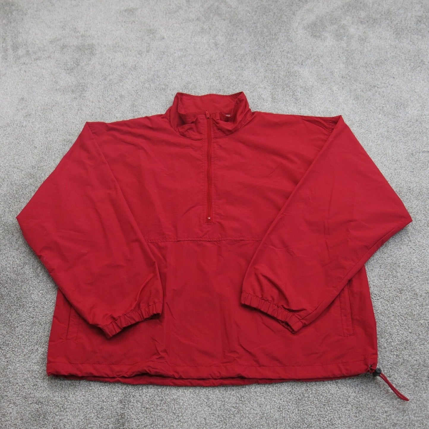 Lands End Mens Windbreaker Jacket 1/2 Zip Waterproof Long Sleeve Red Sz L(42-44)