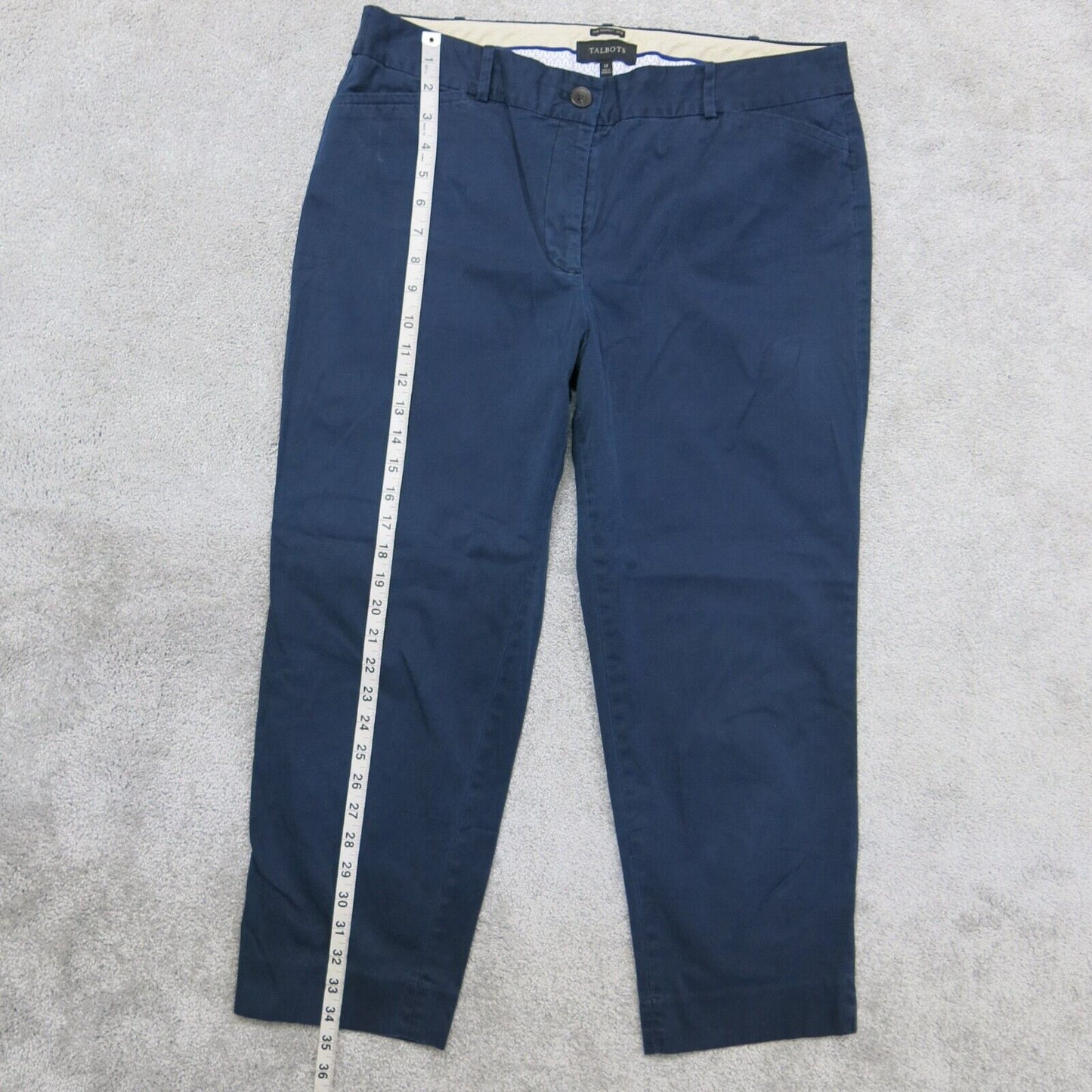 Talbots Mens The Perfect Crop Pant Straight Leg Stretch Pockets Blue Size 14