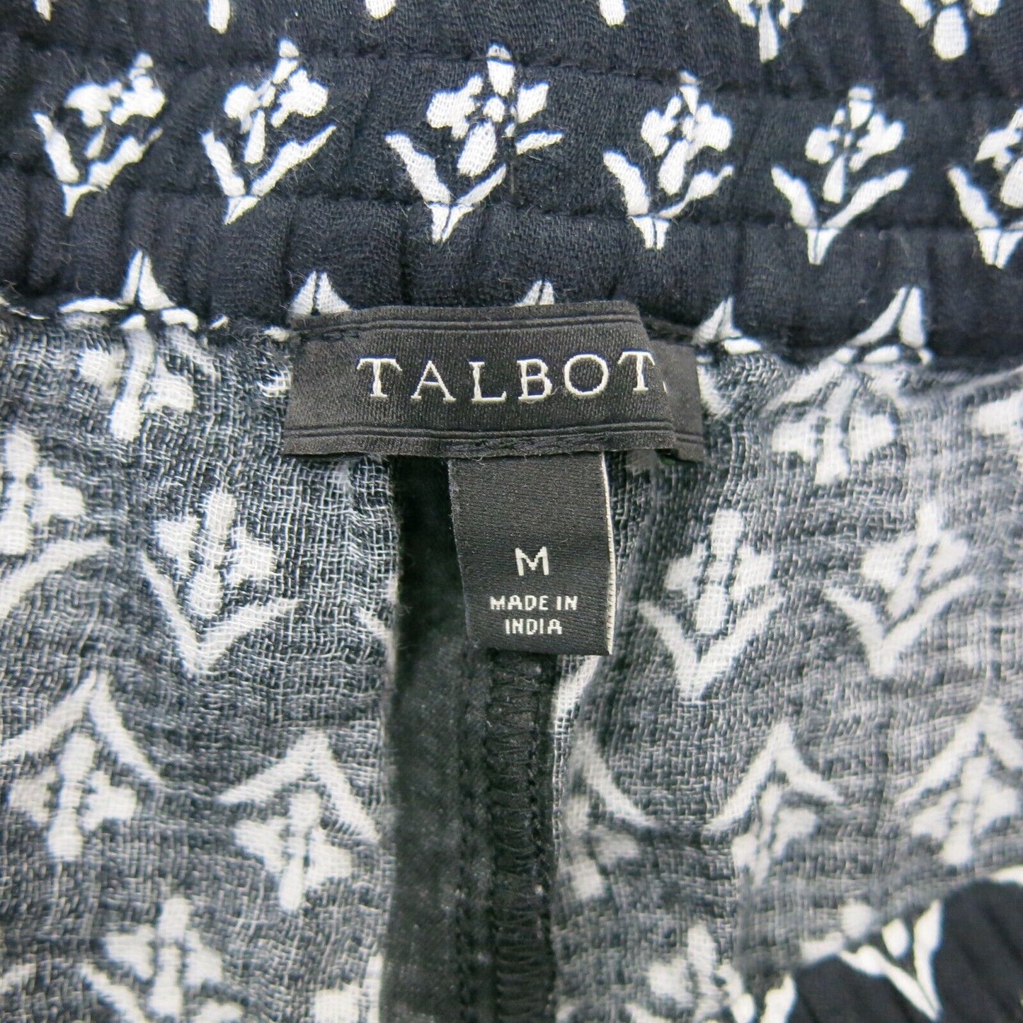 Talbots Women Straight Leg Capri Pant Elastic Waist High Rise Black White Size M