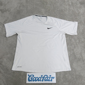 Nike Shirt Men XXL White Crew Neck Short Sleeve Logo Dri Fit Lightweig Goodfair