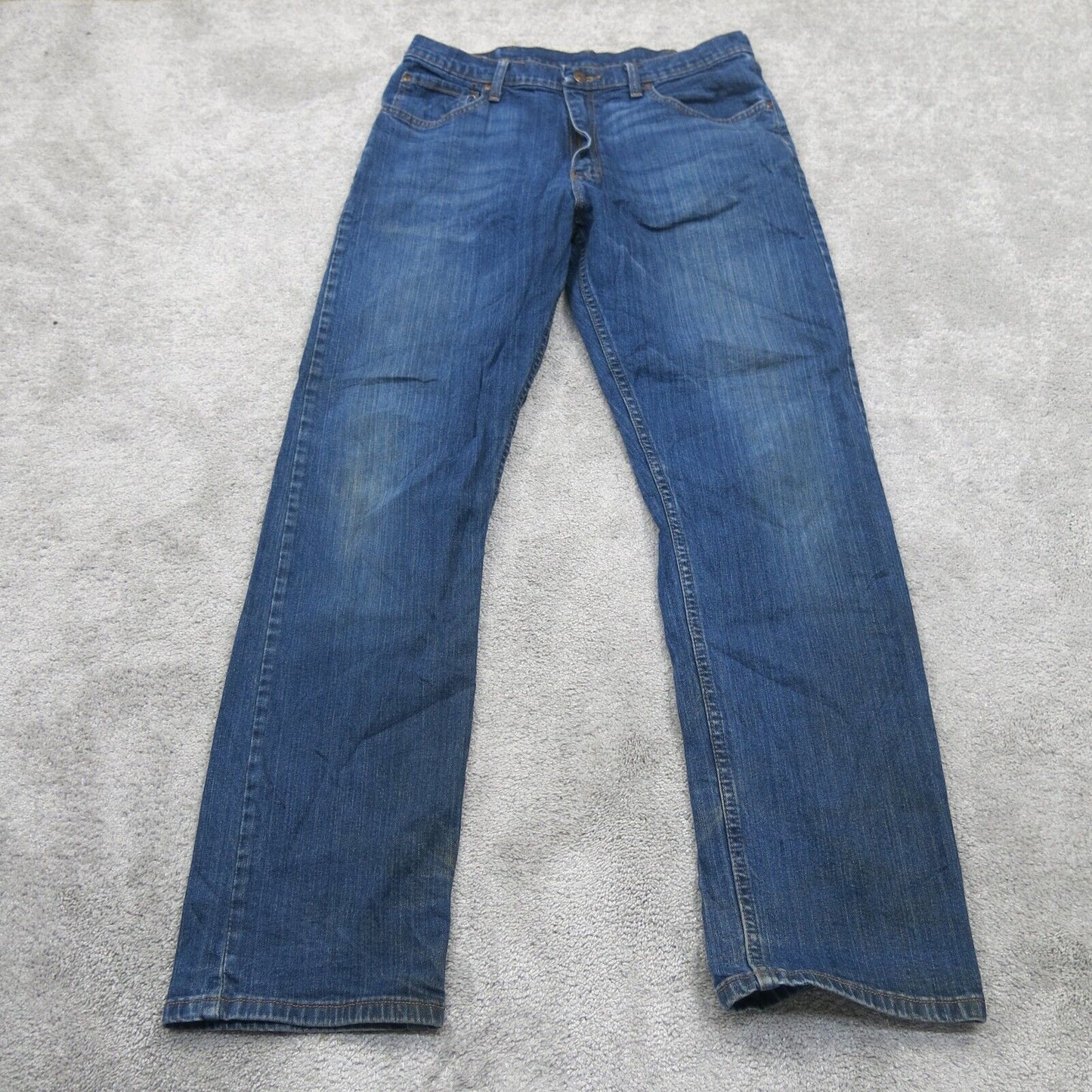 Wrangler Mens Straight Leg Jeans Relaxed  Fit Denim Mid Rise Blue Size W34XL32