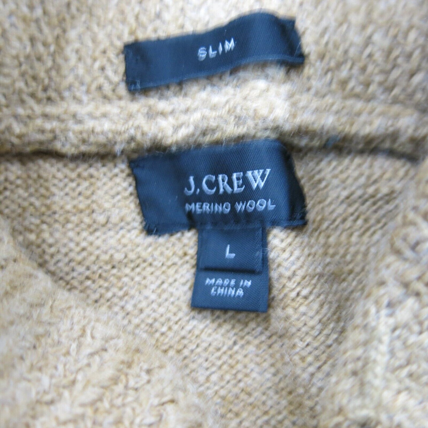 J. Crew Womens Elbow Padded Jumper Sweater Mock Neck Chest Pocket Tan Size Large