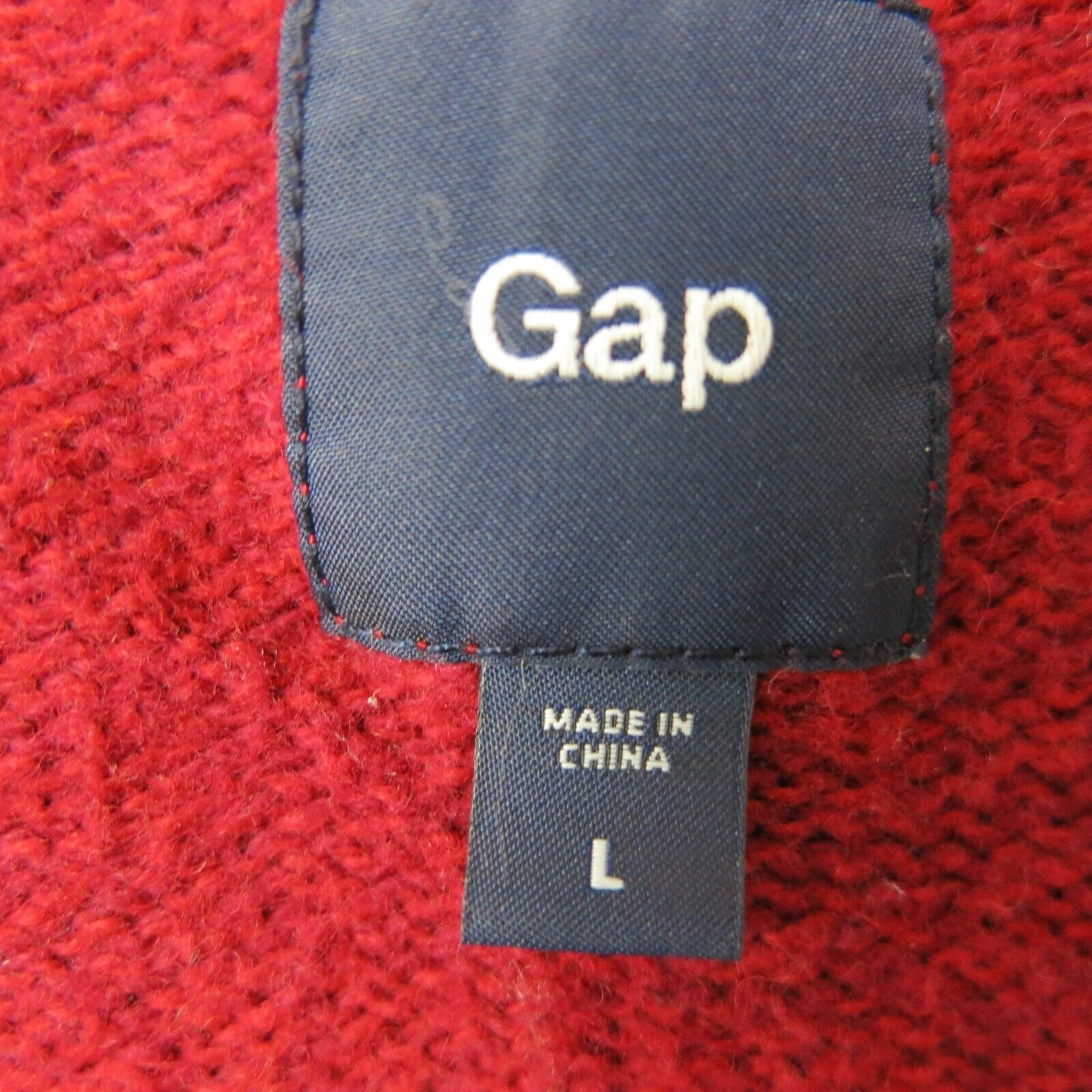 GAP Mens Knitted Pullover Sweater Long Sleeves V Neck Cotton Red Size Large