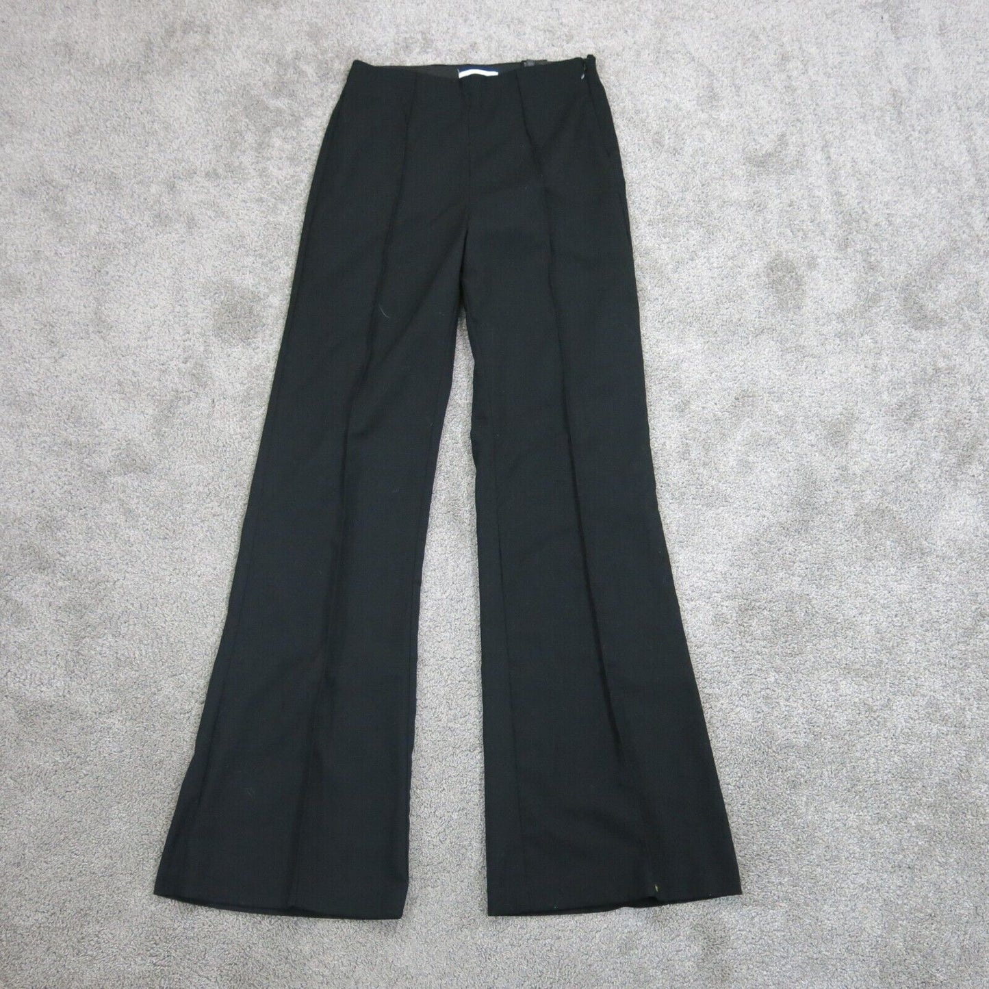 H&M Women Flared Bootcut Pant Elastic Waist Pleated Front Black Size US 4