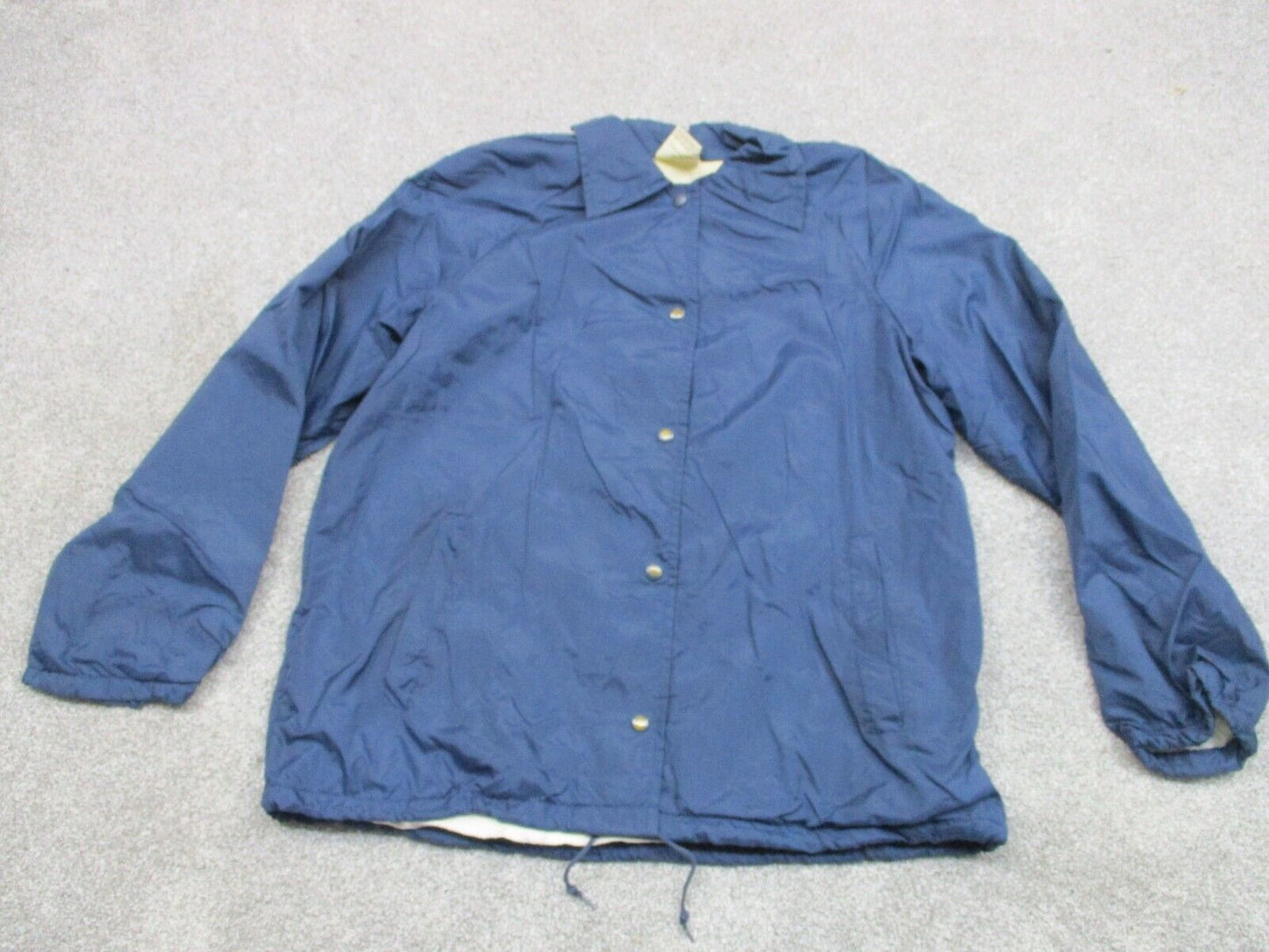 Sears Men's Full Zip Up Windbreaker Track Jacket Long Sleeves Navy Blue Size L