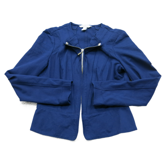 White House Black Market Womens Coat Jacket Full Zip Long Sleeve Navy Blue SZ 8