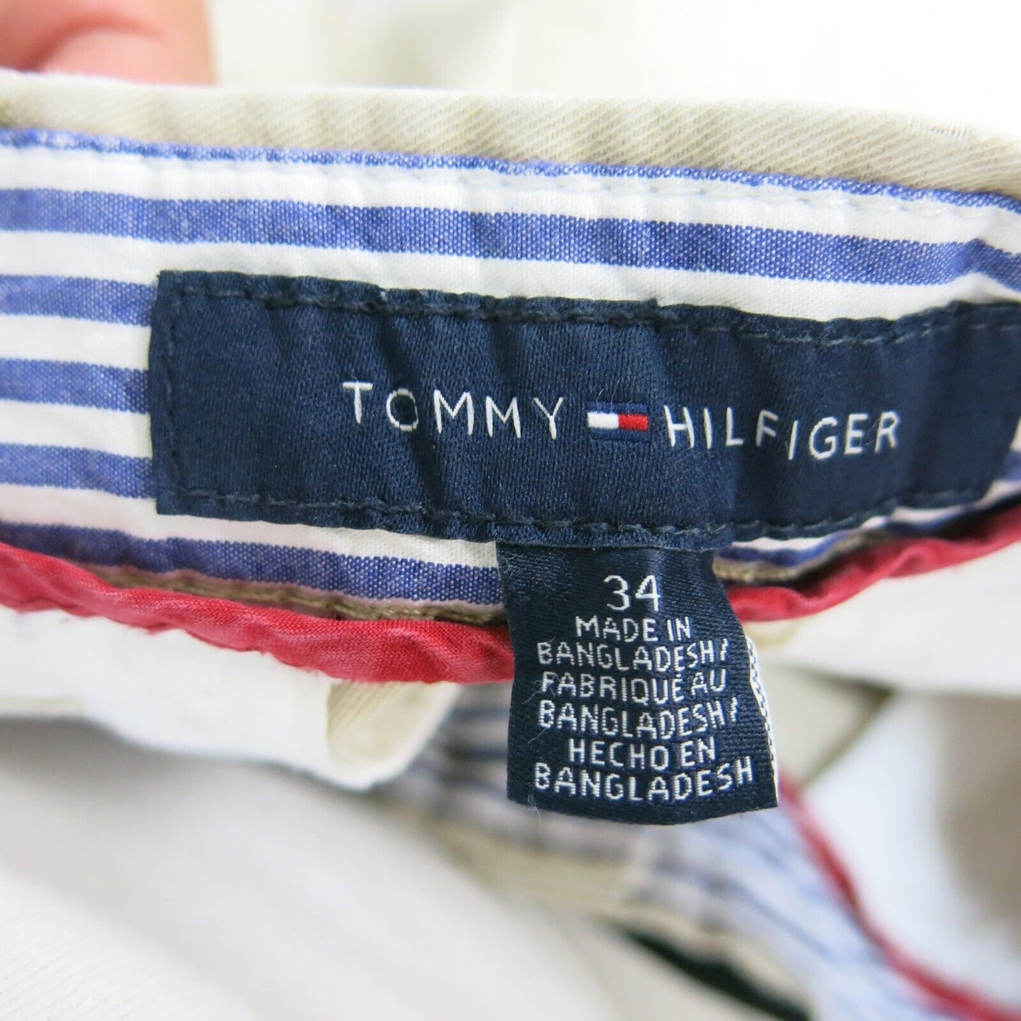 Tommy Hilfiger Mens Baggy Shorts High Rise Flat Front Pockets Beige Size 34