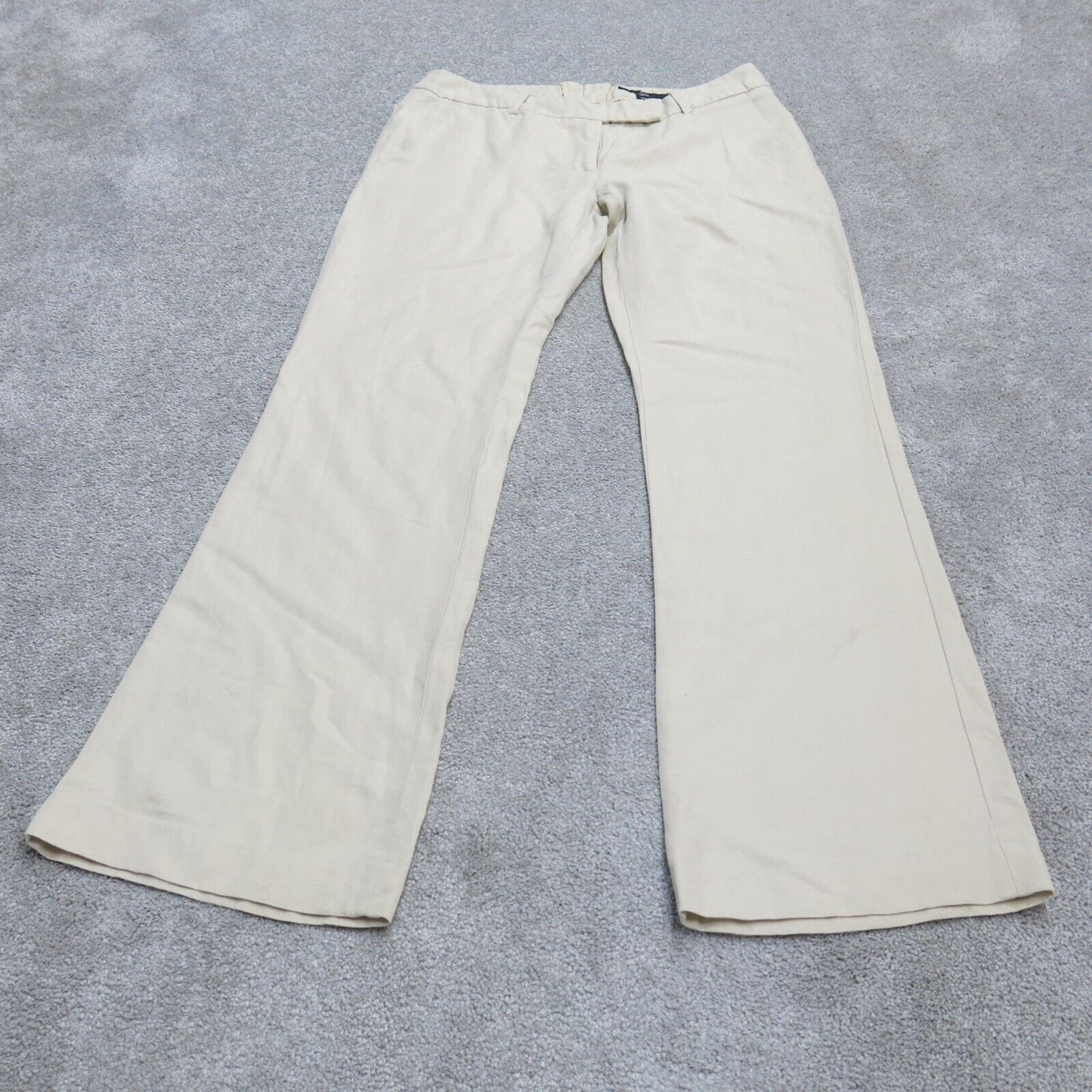 H&M Mens Dress Pant Wide Leg Low Rise Stretch Pockets Cream/Ivory Size US 8